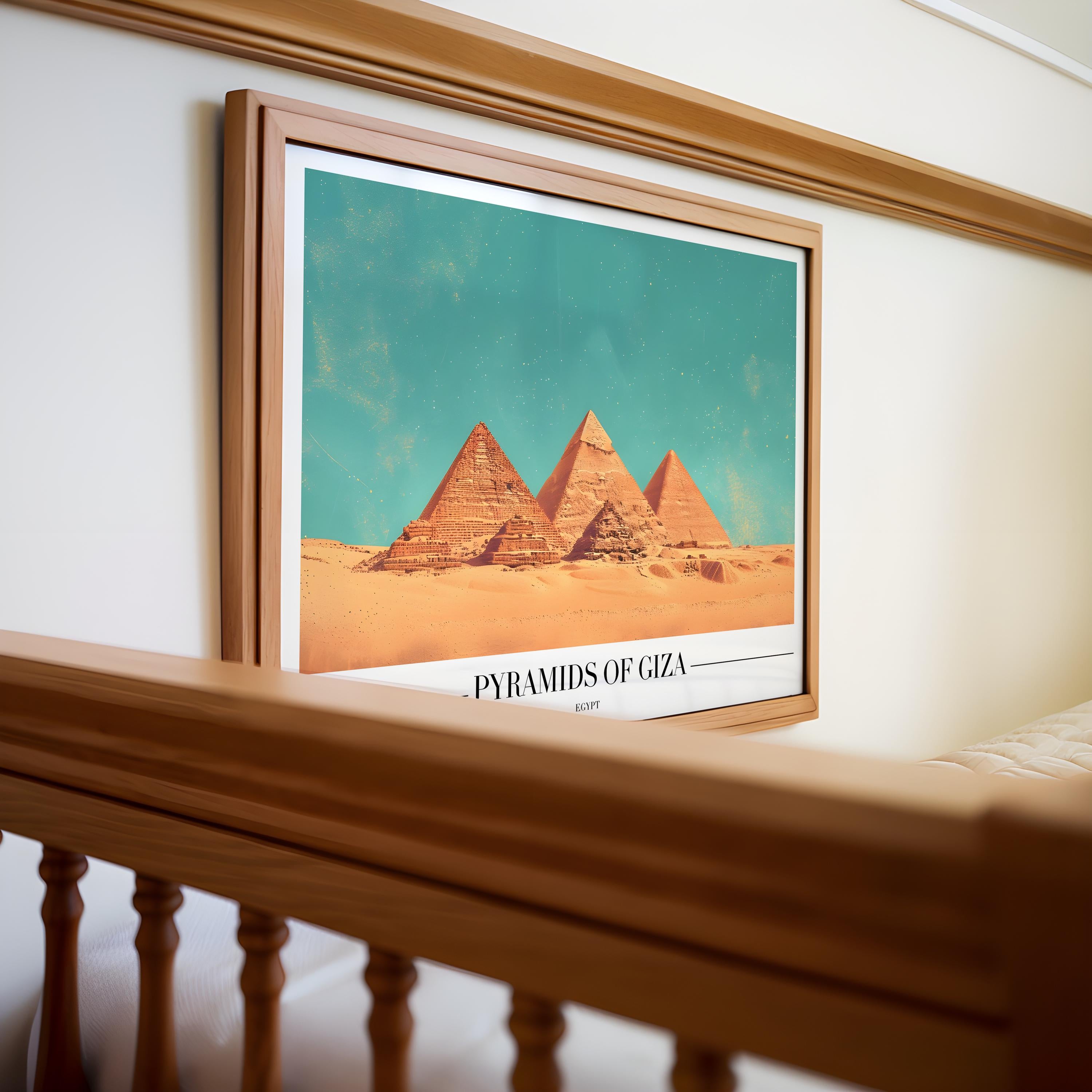 Pyramids of Giza Print | Ancient Egypt Travel Poster wall art print, modern home decor, unframed artwork by Nomad & Nest