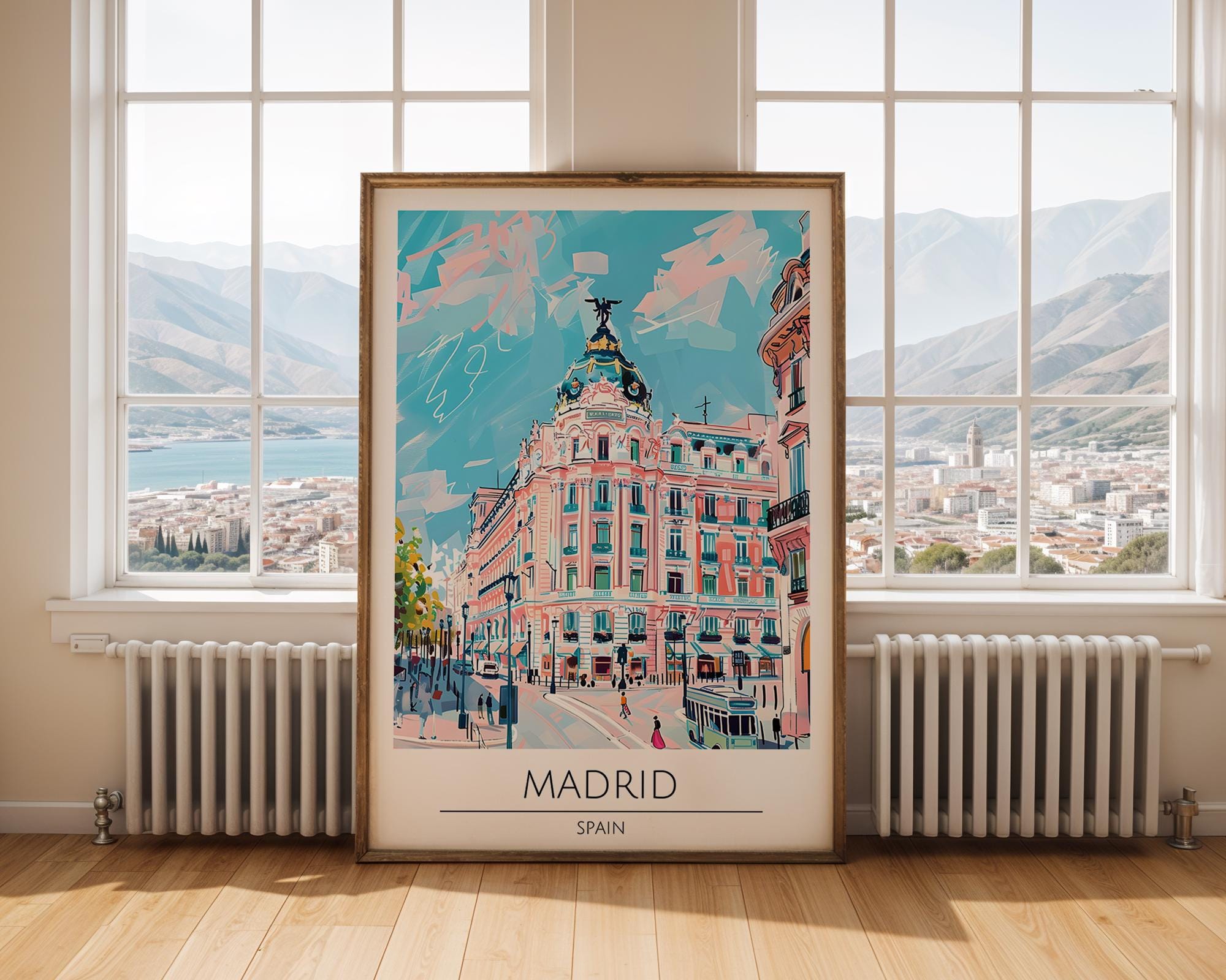 Madrid Travel Poster | Gran Vía Metropolis Building Art Print wall art print, modern home decor, unframed artwork by Nomad & Nest