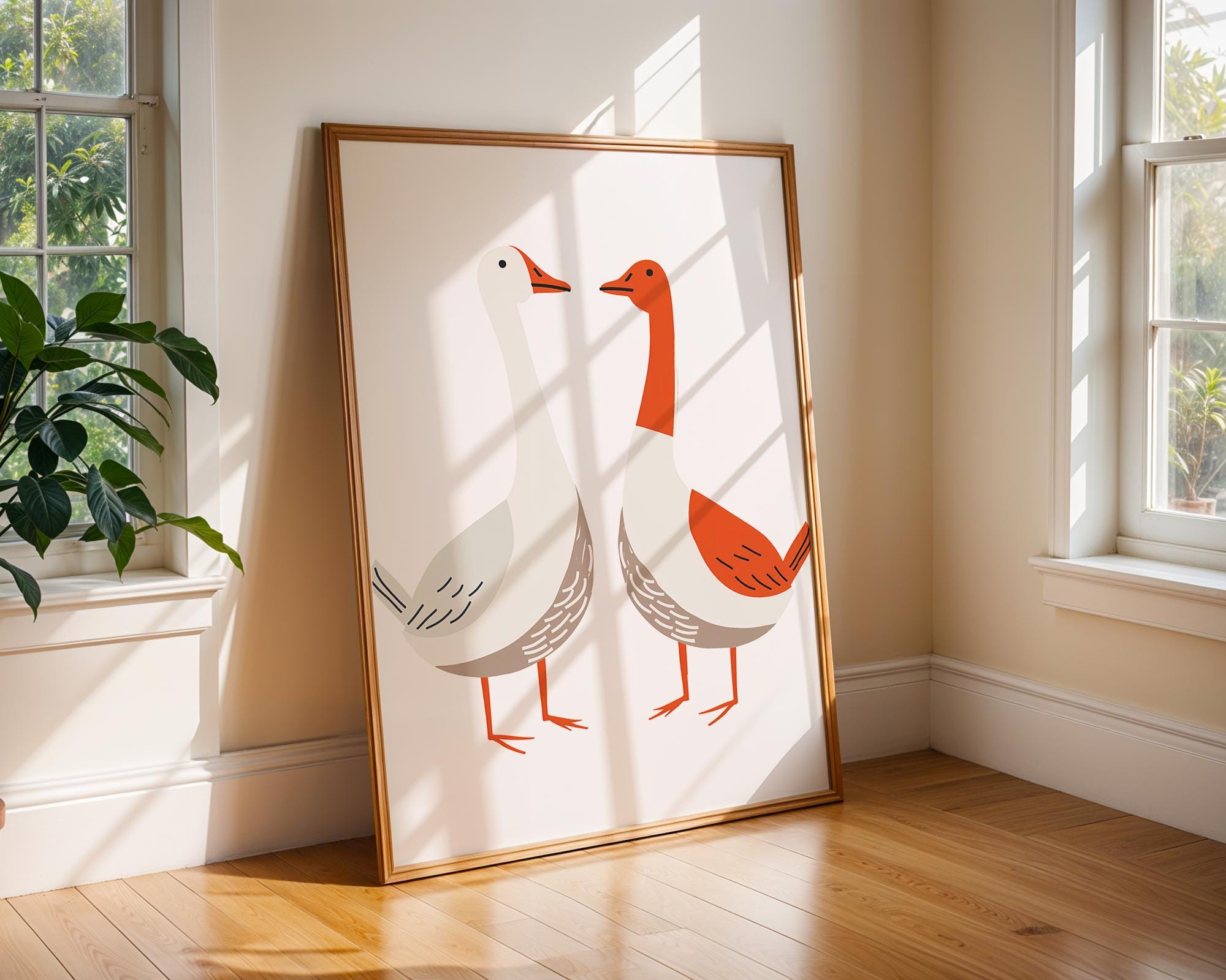 Geese Art Print | Scandinavian Nursery Decor, Bird Poster wall art print, modern home decor, unframed artwork by Nomad & Nest