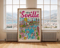 Seville Cityscape Poster | Colorful Spanish Travel Print wall art print, modern home decor, unframed artwork by Nomad & Nest