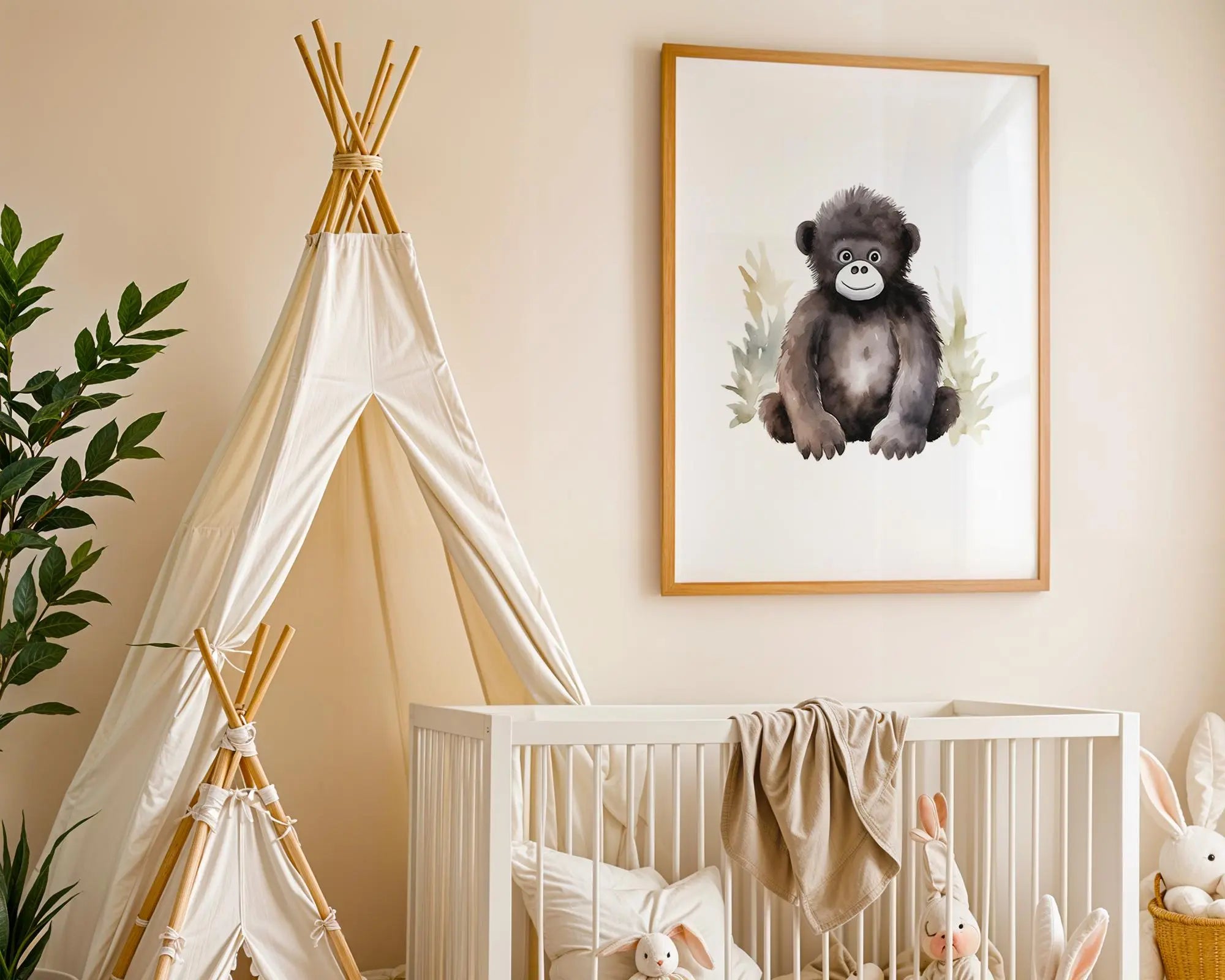 Playroom Ideas | Monkey Nursery Wall Art | Jungle Animal Baby Illustration wall art print, modern home decor, unframed artwork by Nomad & Nest