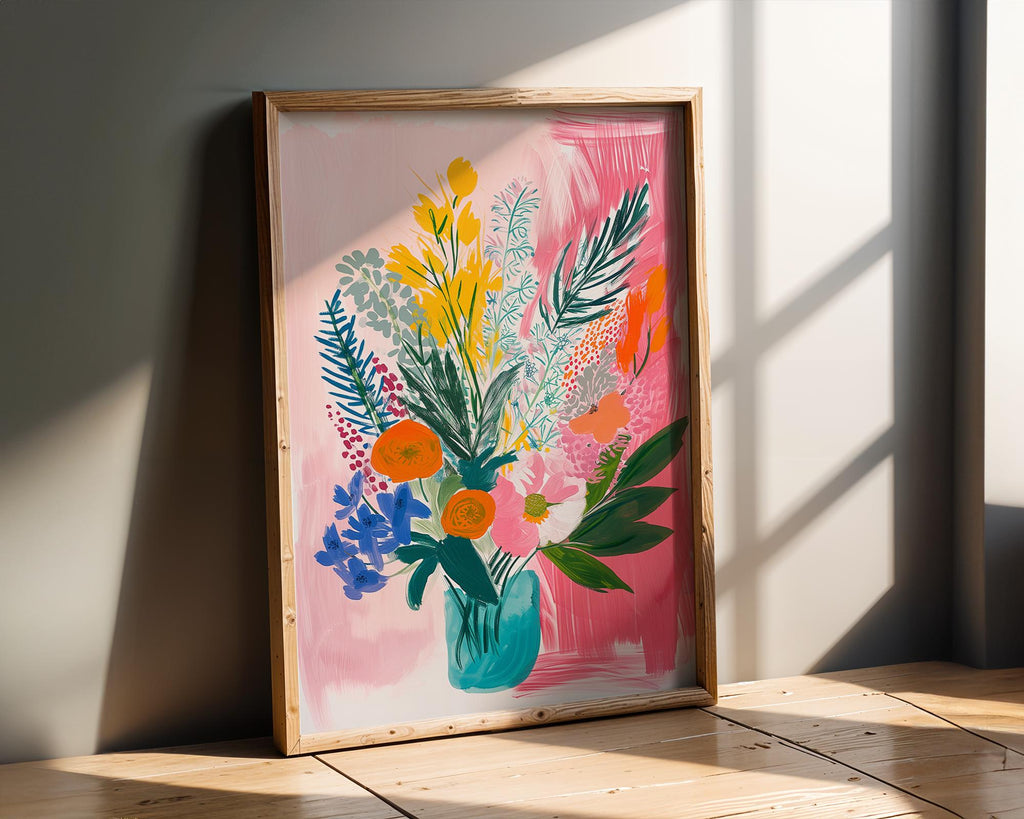 Modern Pop Art | Botanical Vase Painting | Colourful Floral Print, Modern wall art print, modern home decor, unframed artwork by Nomad & Nest