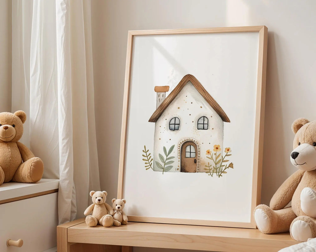 Playroom Ideas | Storybook Cottage Nursery Wall Art | Whimsical Home Print wall art print, modern home decor, unframed artwork by Nomad & Nest