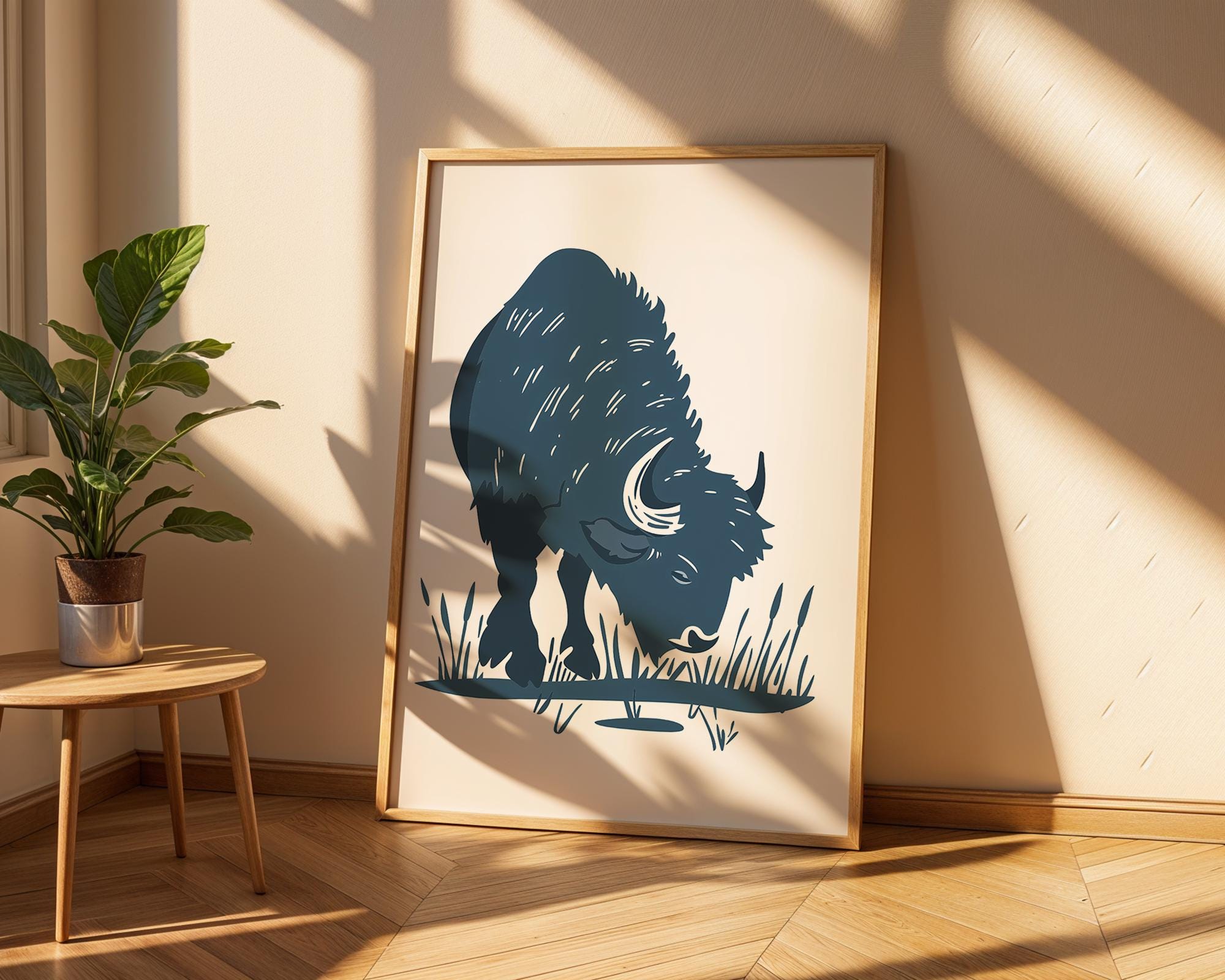 Minimalist Bison Print | Modern Wildlife Art, Western Decor wall art print, modern home decor, unframed artwork by Nomad & Nest