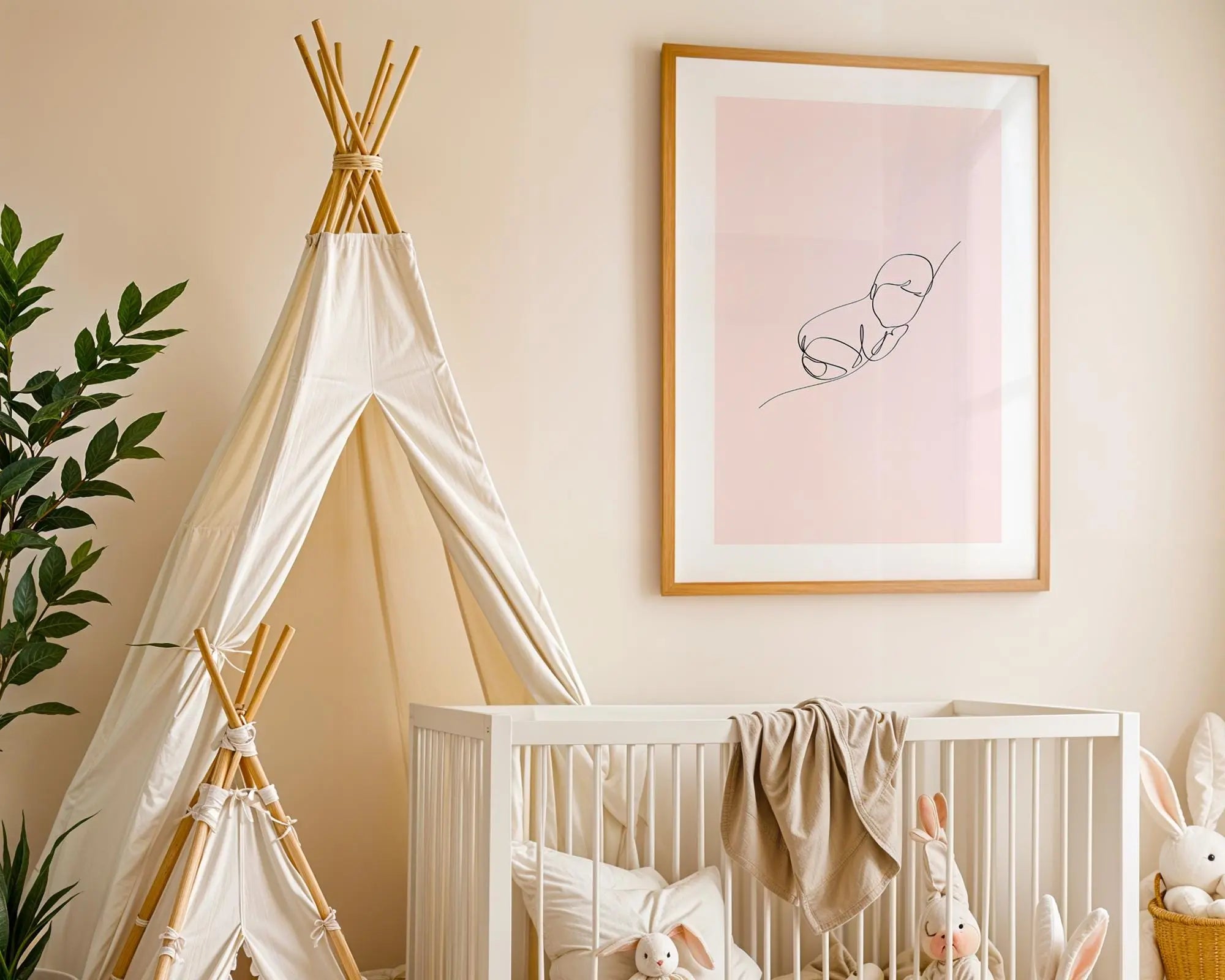 Playroom Ideas | Parent Pink Baby Line Art Print | Minimal Boho Nursery Wall Art wall art print, modern home decor, unframed artwork by Nomad & Nest
