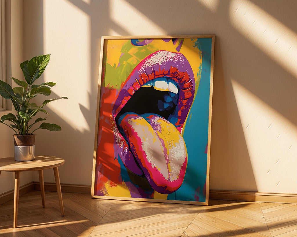 Colourful Prints | Pop Art Lips Print |  Tongue, Modern Home Decor wall art print, modern home decor, unframed artwork by Nomad & Nest