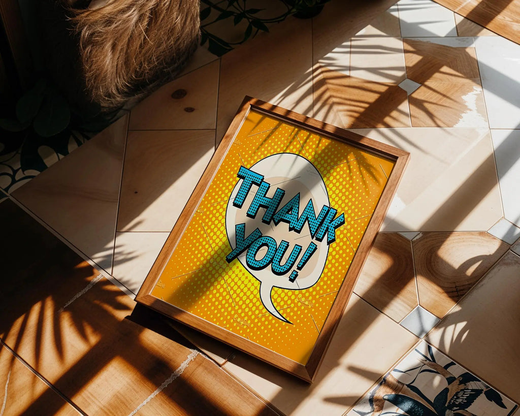 Modern Pop Art | Thank You Poster | Retro Comic Book Print wall art print, modern home decor, unframed artwork by Nomad & Nest