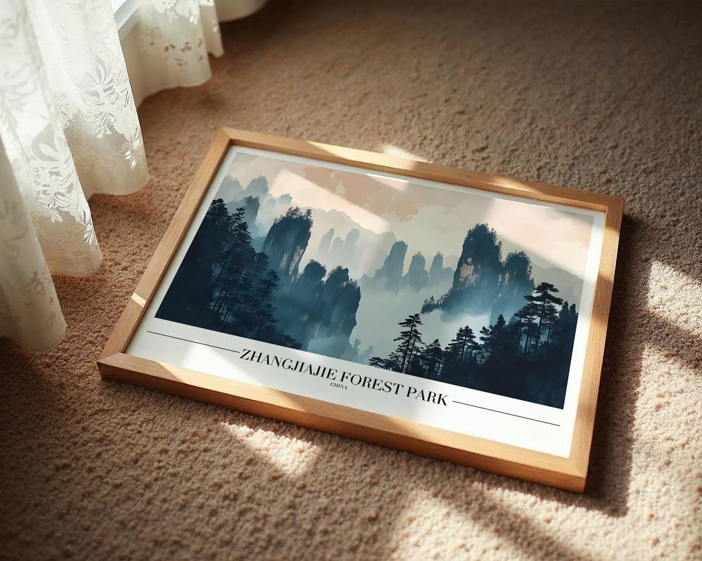 Zhangjiajie China Forest Print | Misty Mountain Landscape Art wall art print, modern home decor, unframed artwork by Nomad & Nest