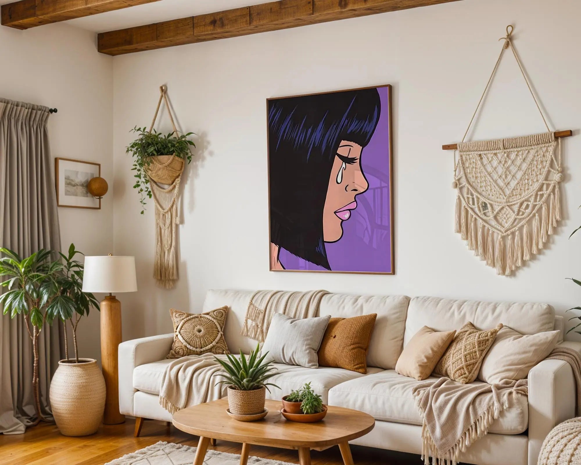 Modern Pop Art | Crying Woman  Poster | Purple Retro Comic Book Print wall art print, modern home decor, unframed artwork by Nomad & Nest