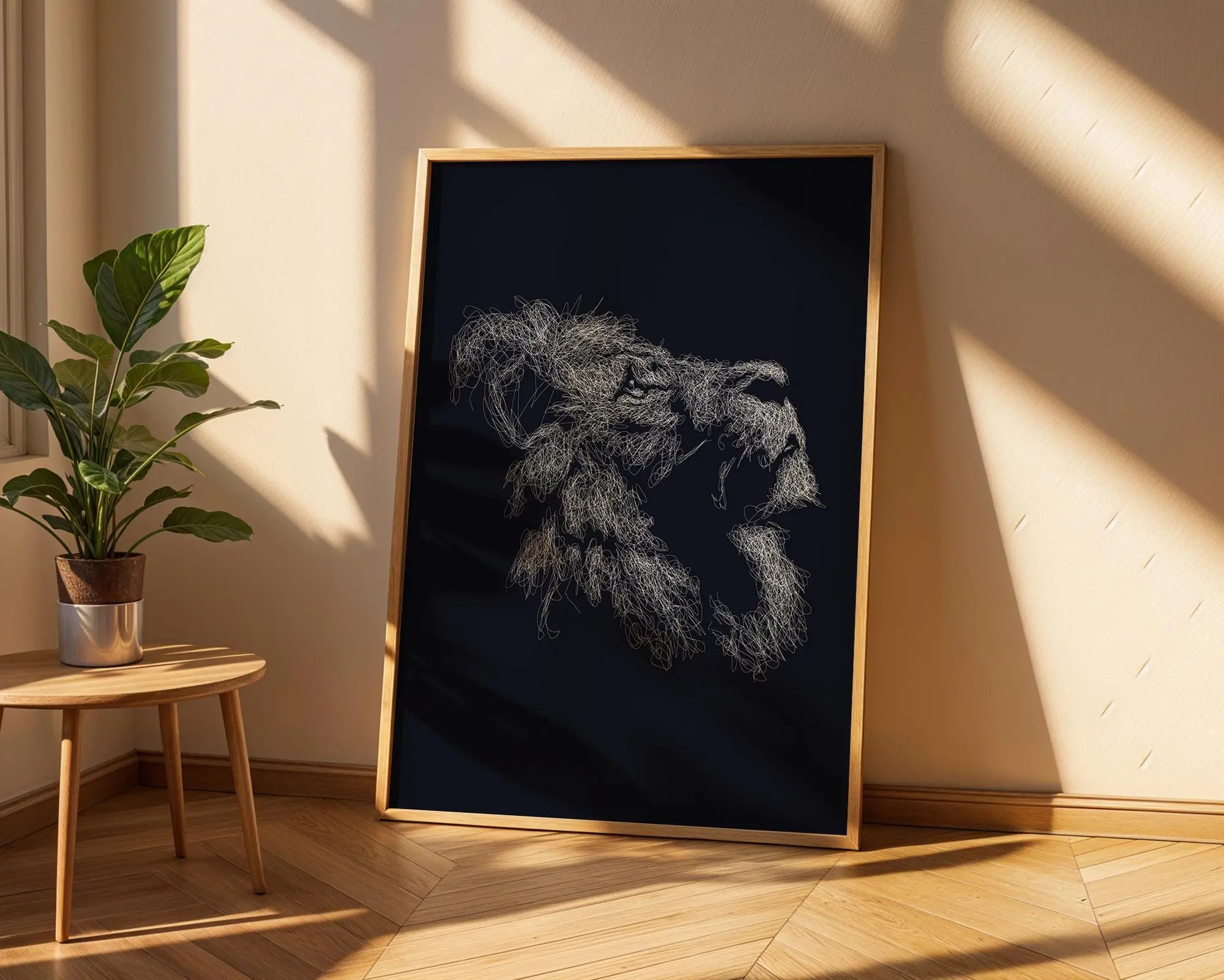 Lion Line Art Print | Abstract Minimalist Animal Poster wall art print, modern home decor, unframed artwork by Nomad & Nest