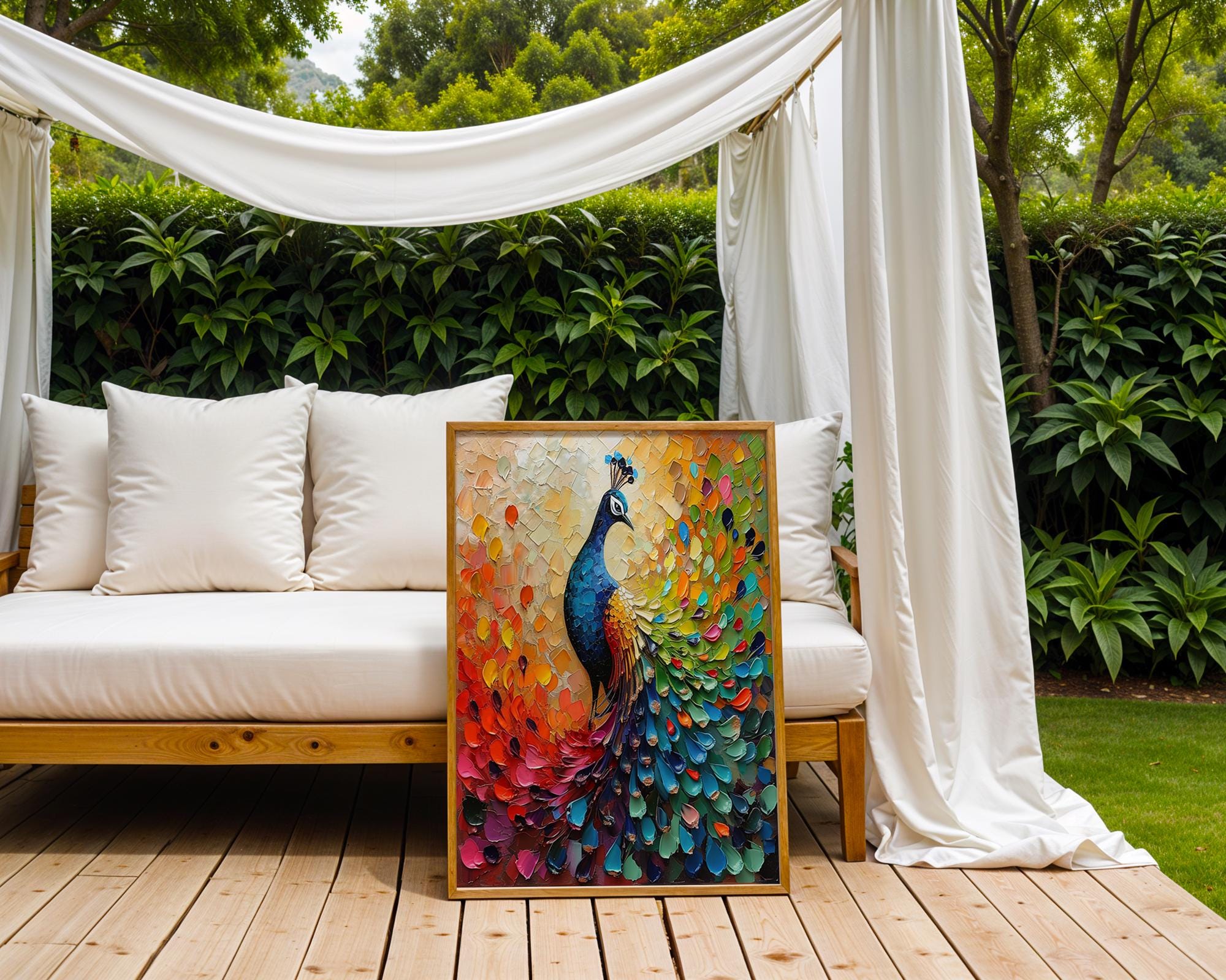 Colourful Prints | Peacock Print |  Textured Wall Art, Boho Home Decor wall art print, modern home decor, unframed artwork by Nomad & Nest