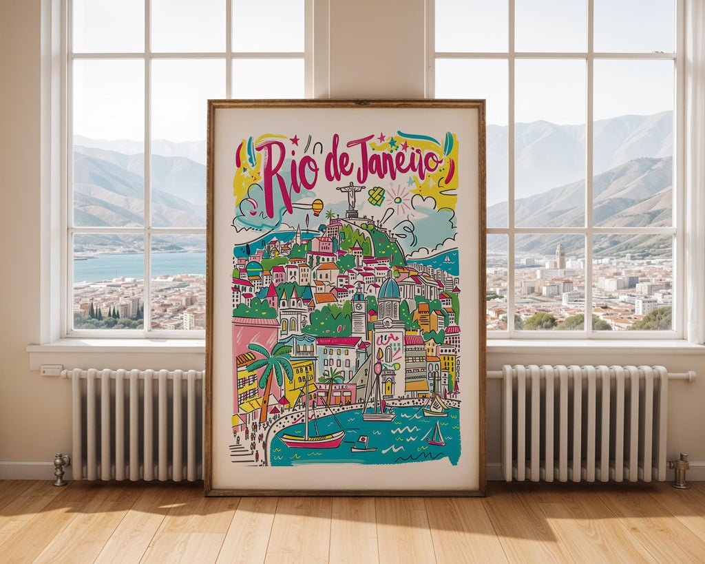 Rio de Janeiro Art Print | Colorful Brazil Travel Poster wall art print, modern home decor, unframed artwork by Nomad & Nest