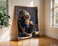 Thinking Chimp Art Print | Quirky Office Animal Portrait wall art print, modern home decor, unframed artwork by Nomad & Nest