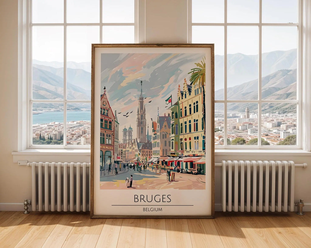 Bruges Belgium Travel Poster | European Architecture Print wall art print, modern home decor, unframed artwork by Nomad & Nest