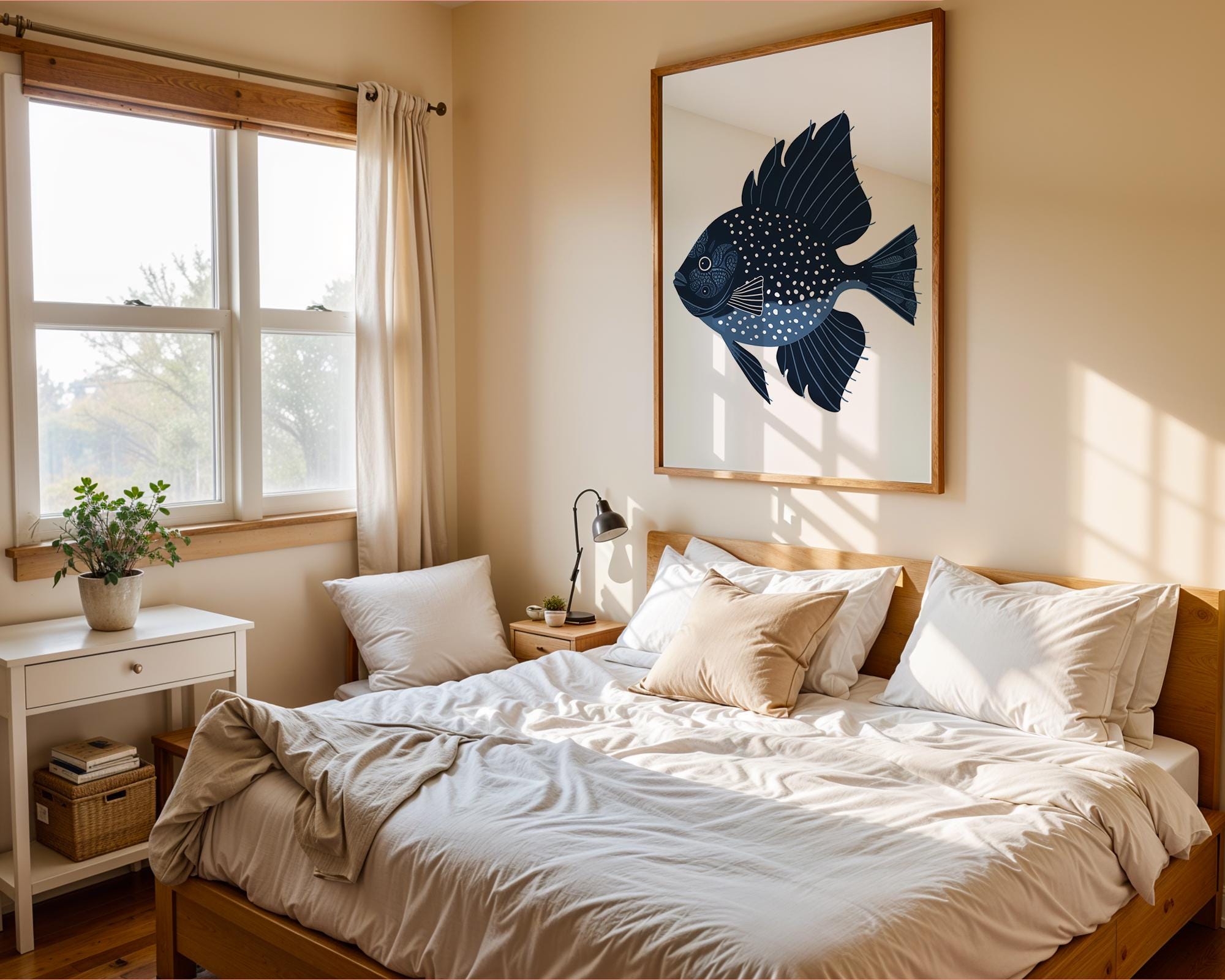 Modern Fish Wall Art Print | Scandinavian Aquatic Decor wall art print, modern home decor, unframed artwork by Nomad & Nest