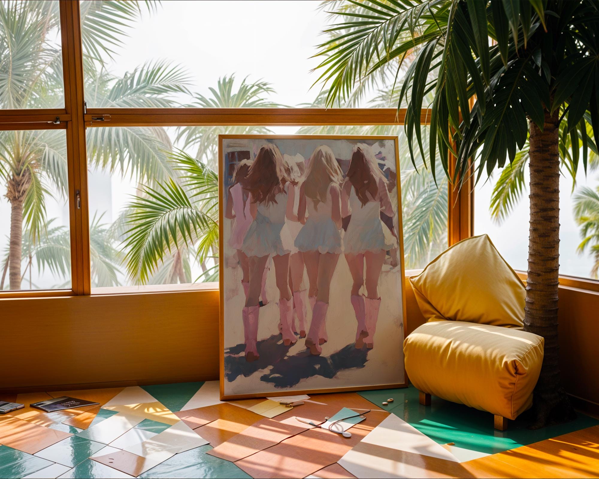 Pink Cowgirl Boots Oil Painting | Barbiecore Coastal Fashion Print wall art print, modern home decor, unframed artwork by Nomad & Nest