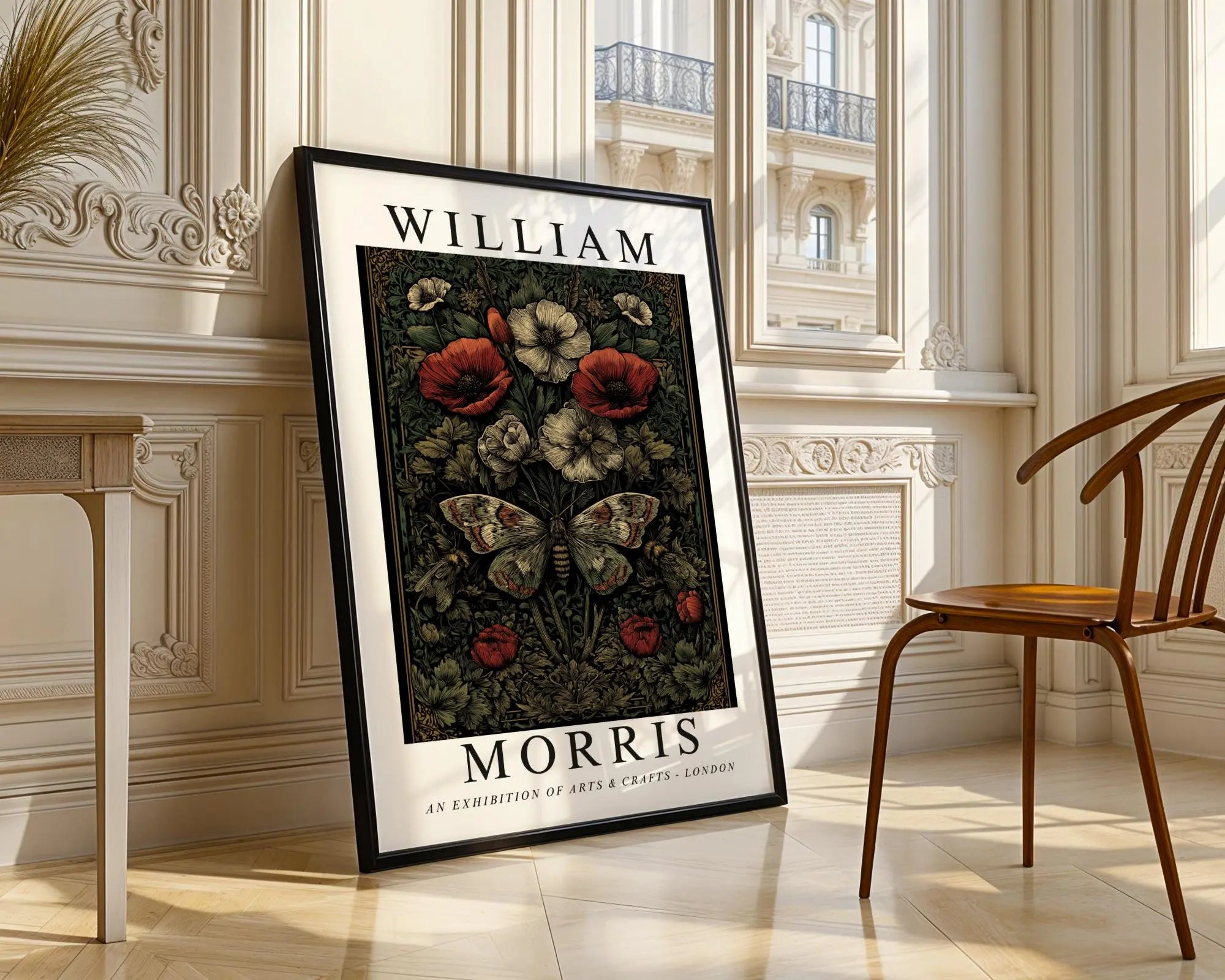 William Morris Print Moth & Poppy , Victorian Botanical Art wall art print, modern home decor, unframed artwork by Nomad & Nest