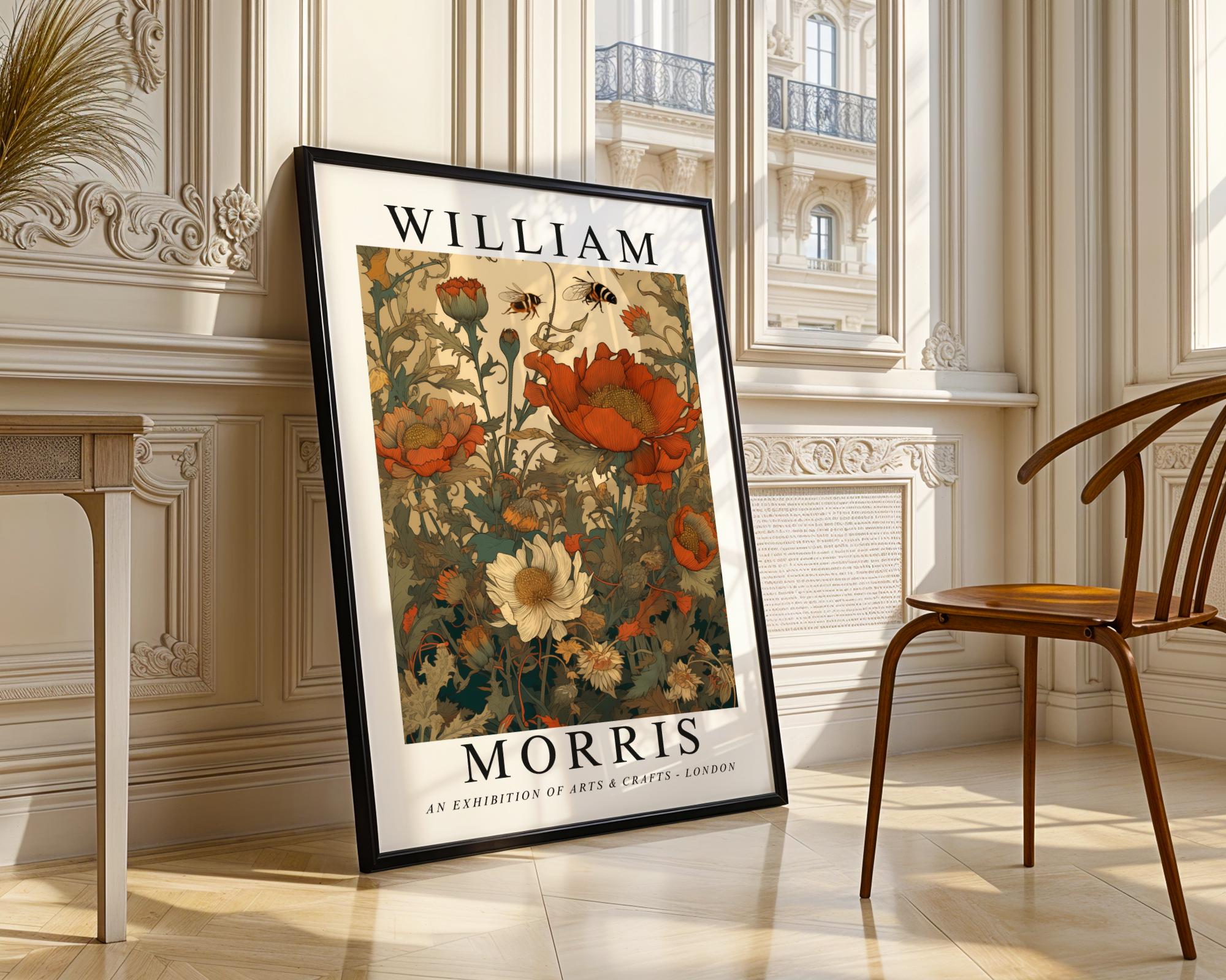 William Morris Print Bees and Poppies  | Vintage Garden Art Poster wall art print, modern home decor, unframed artwork by Nomad & Nest