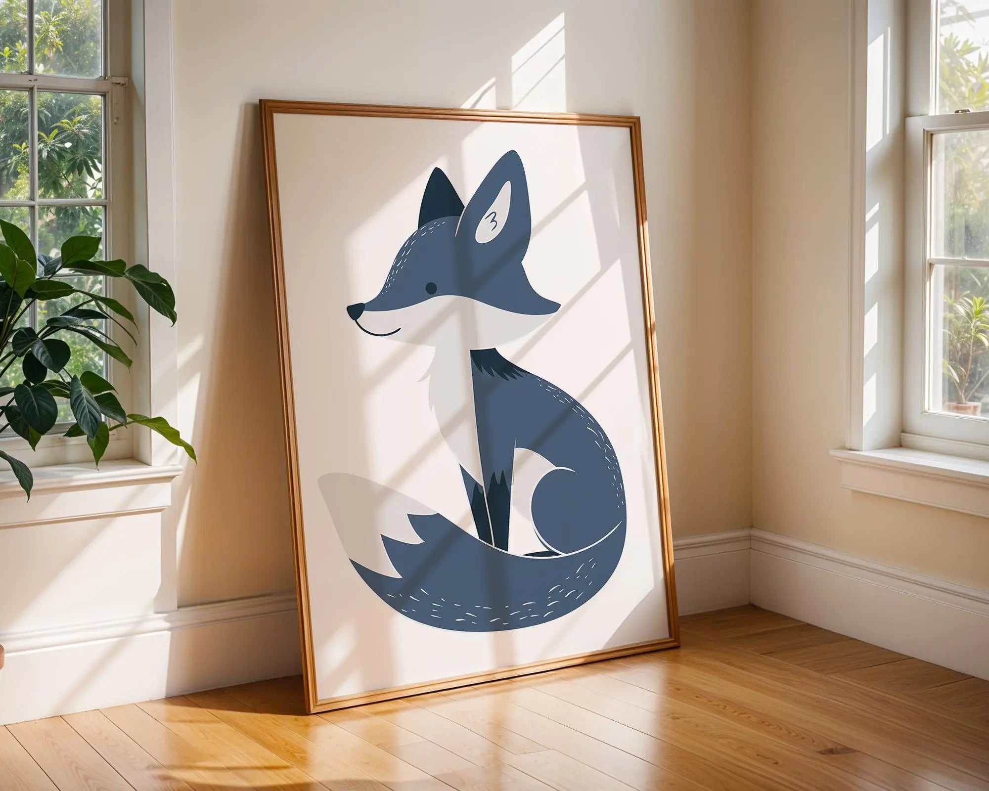 Blue Fox Nursery Print, Scandinavian Woodland Animal Poster wall art print, modern home decor, unframed artwork by Nomad & Nest