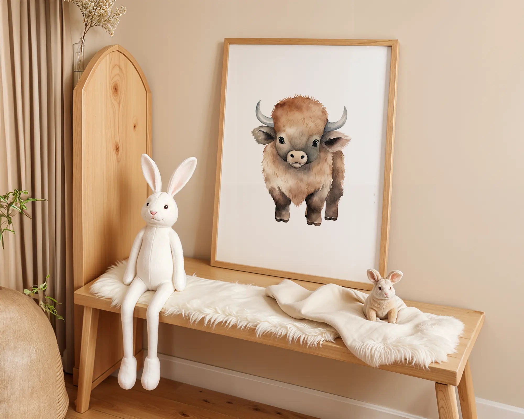 Playroom Ideas | Bison Nursery Wall Art | Woodland Animal Baby Decor wall art print, modern home decor, unframed artwork by Nomad & Nest