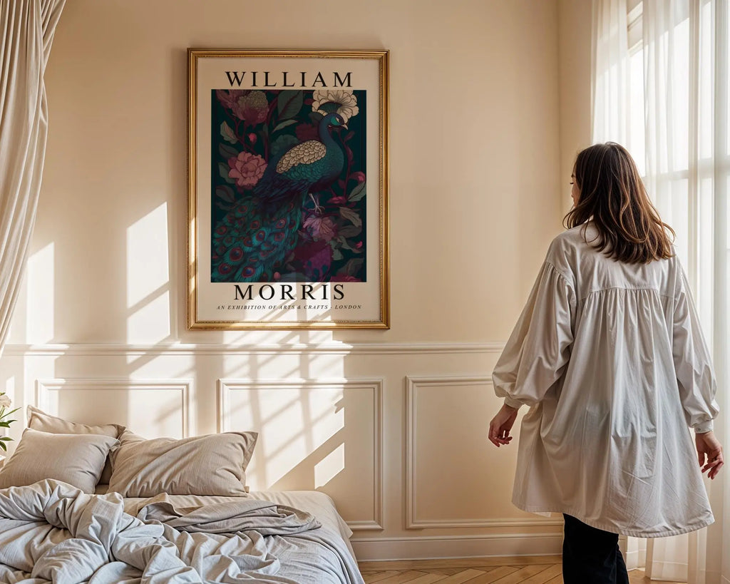 William Morris Print Peacock  | Vintage Dark Floral Garden Art wall art print, modern home decor, unframed artwork by Nomad & Nest