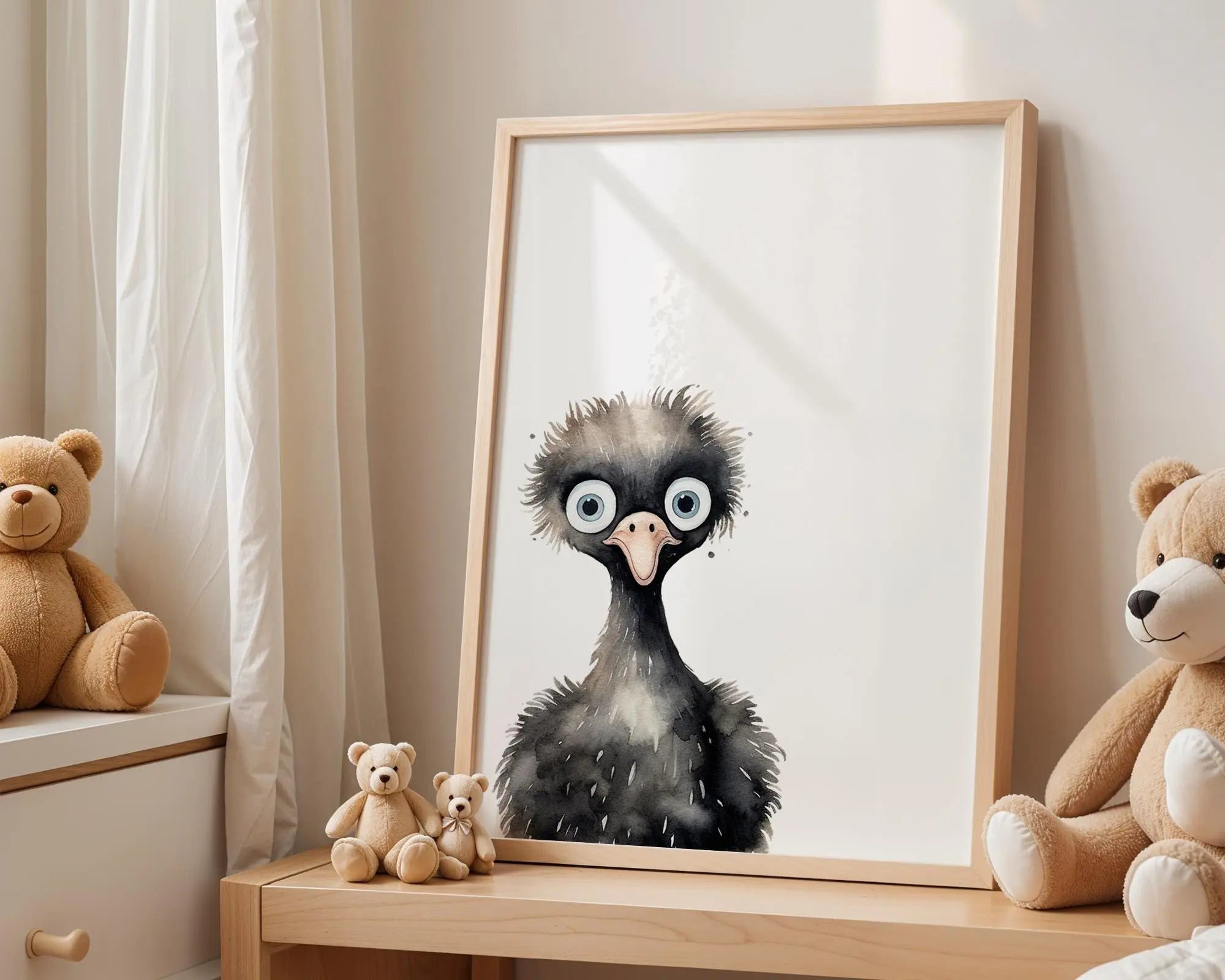 Playroom Ideas | Funny Ostrich Nursery Wall Art | Safari Animal Baby Print wall art print, modern home decor, unframed artwork by Nomad & Nest