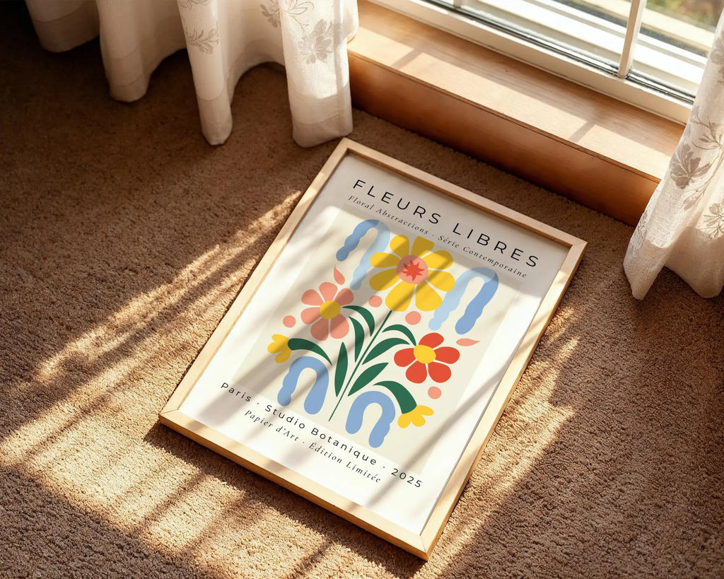 Folk Art Floral Print | Colorful Abstract Flower Poster wall art print, modern home decor, unframed artwork by Nomad & Nest