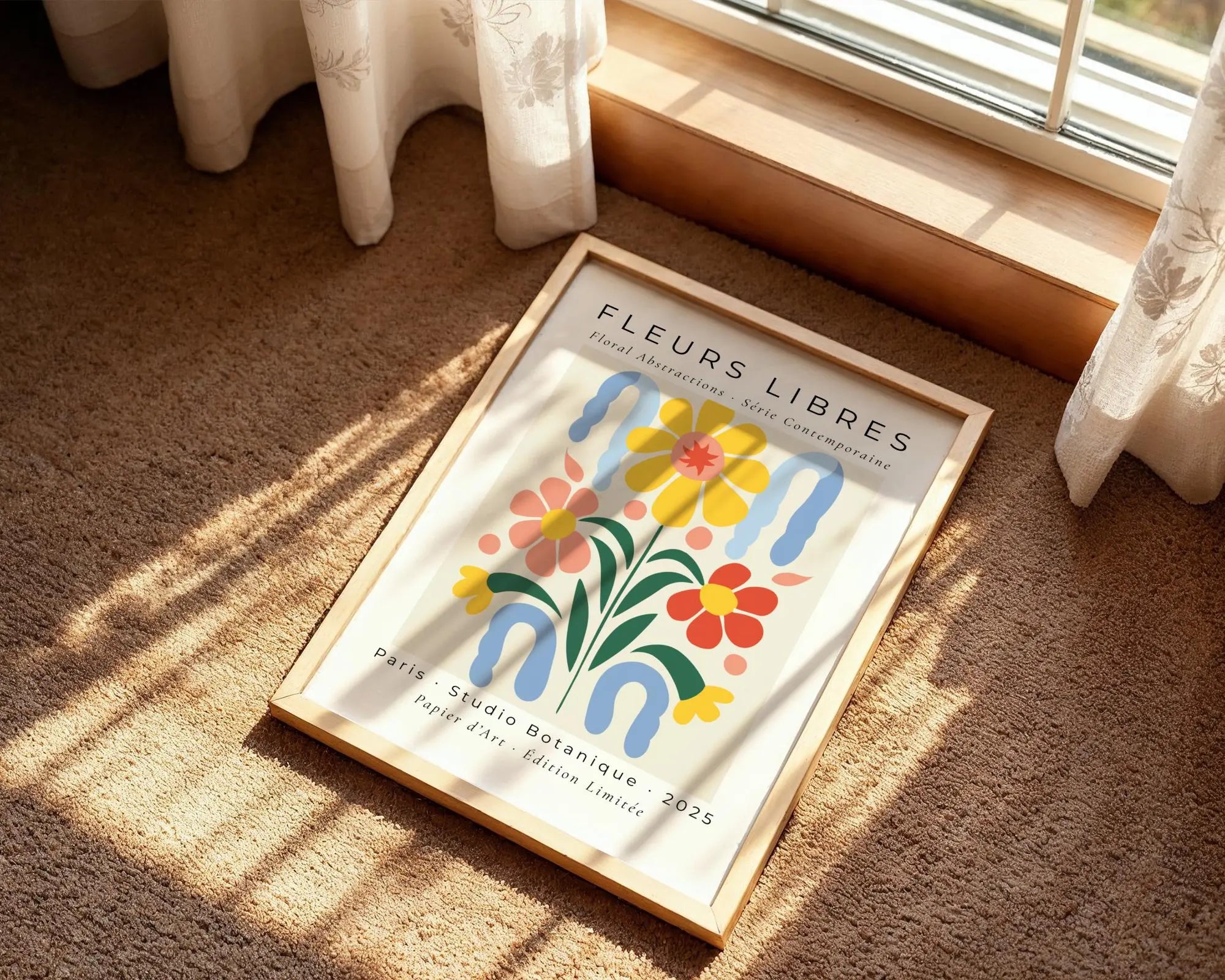 Folk Art Floral Print | Colorful Abstract Flower Poster wall art print, modern home decor, unframed artwork by Nomad & Nest