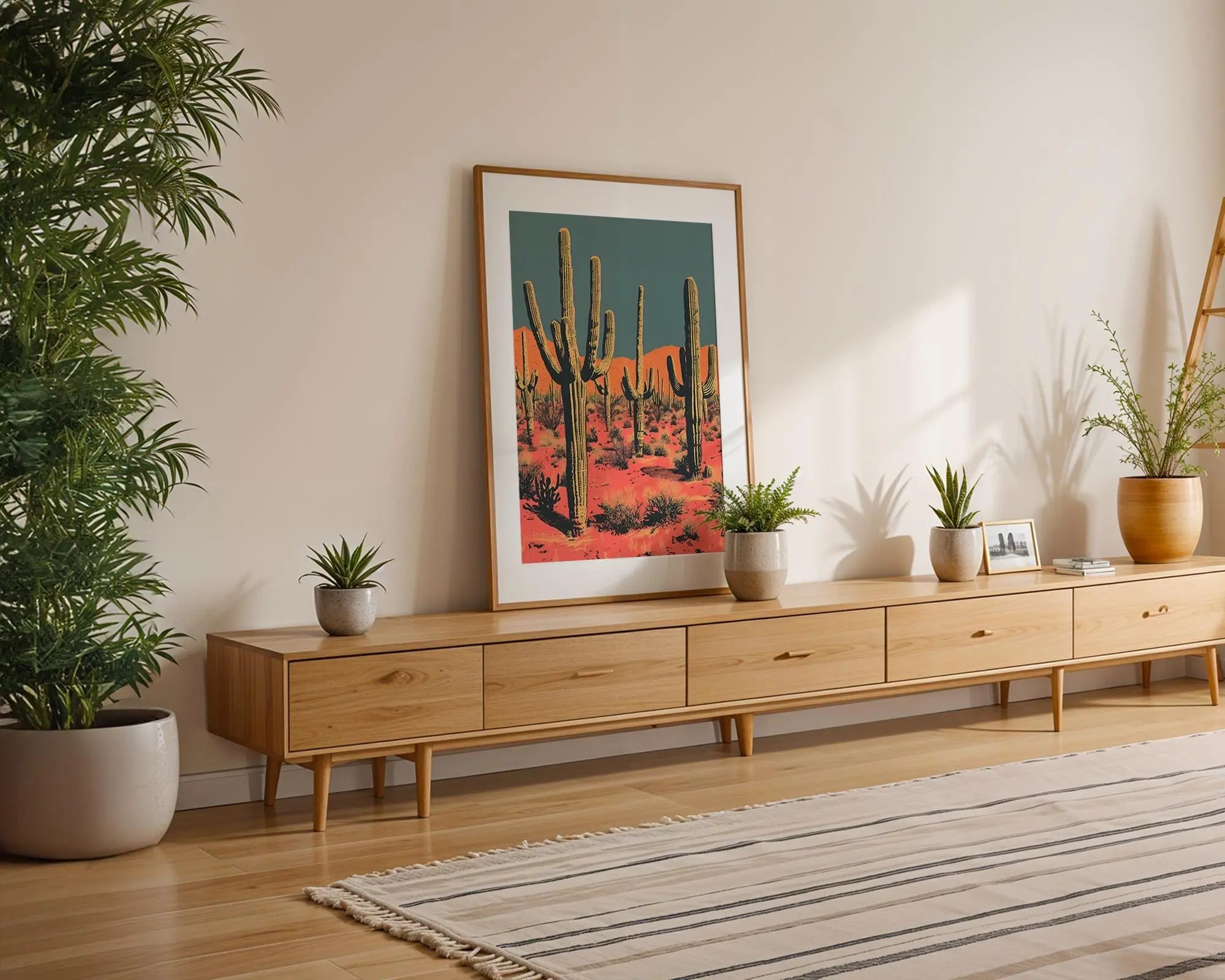 Modern Pop Art | Desert Cactus Landscape Print | Orange & Teal Southwest wall art print, modern home decor, unframed artwork by Nomad & Nest