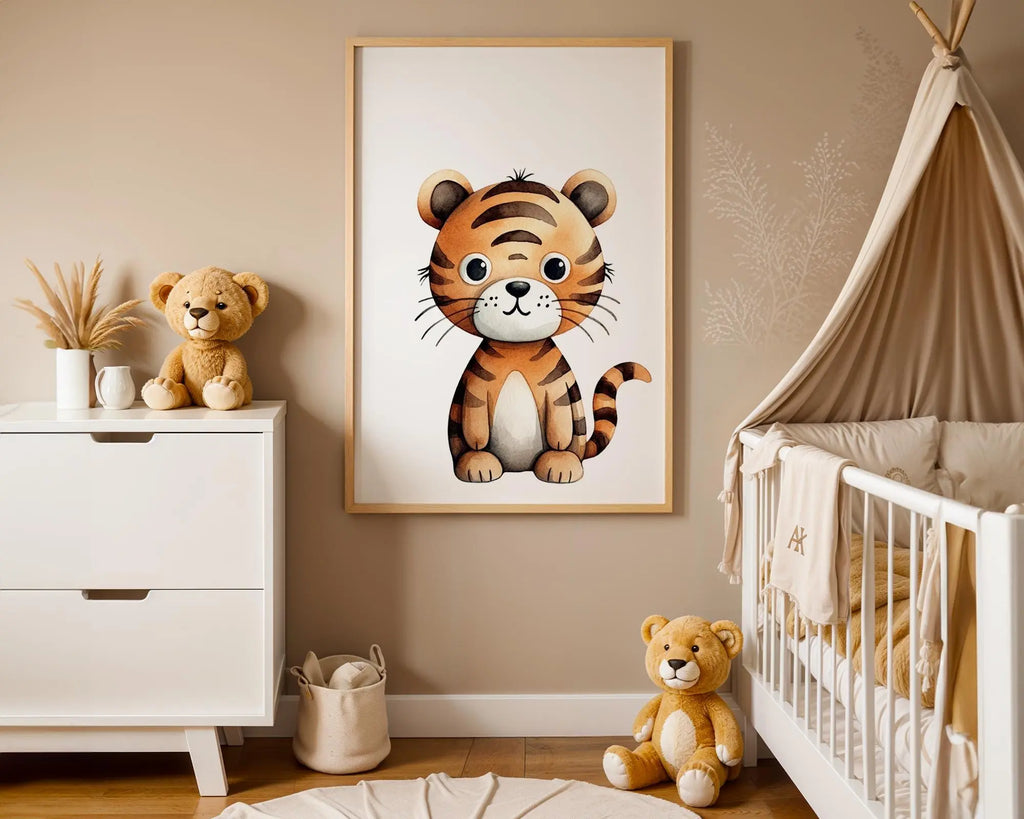 Playroom Ideas | Tiger Nursery Wall Art | Jungle Animal Baby Deco wall art print, modern home decor, unframed artwork by Nomad & Nest