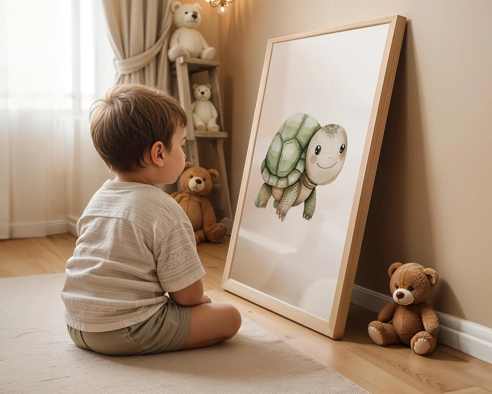 Playroom Ideas | Turtle Nursery Wall Art | Woodland Animal Baby Decor wall art print, modern home decor, unframed artwork by Nomad & Nest