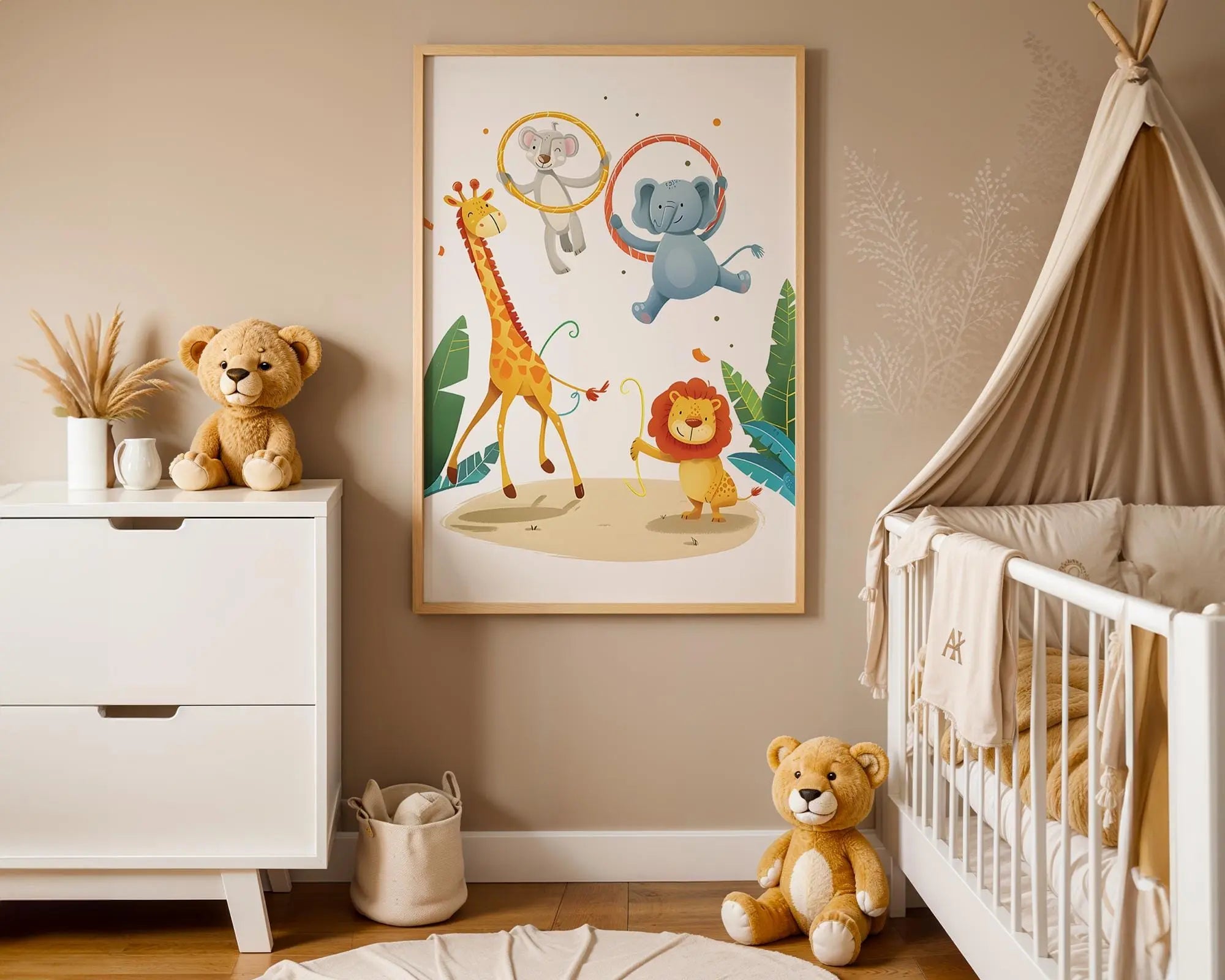 Playroom Ideas | Safari Animals Nursery Art | Jungle Play Scene Wall Print wall art print, modern home decor, unframed artwork by Nomad & Nest