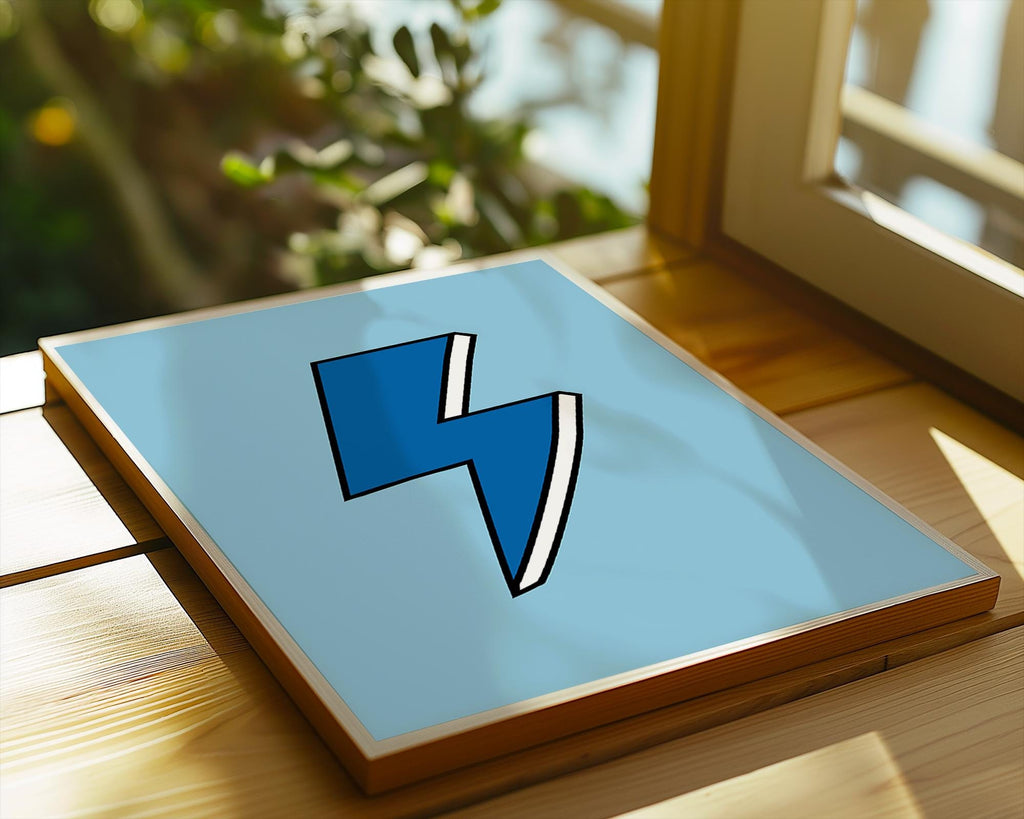 Blue Lightning Bolt Print | Trendy Pop Art Poster wall art print, modern home decor, unframed artwork by Nomad & Nest