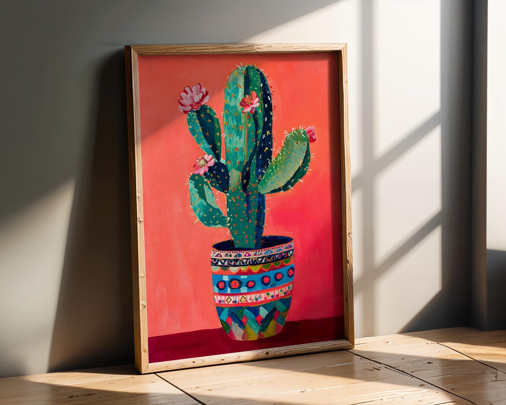 Modern Pop Art | Boho Cactus Print | Colorful Potted Plant, Southwestern wall art print, modern home decor, unframed artwork by Nomad & Nest