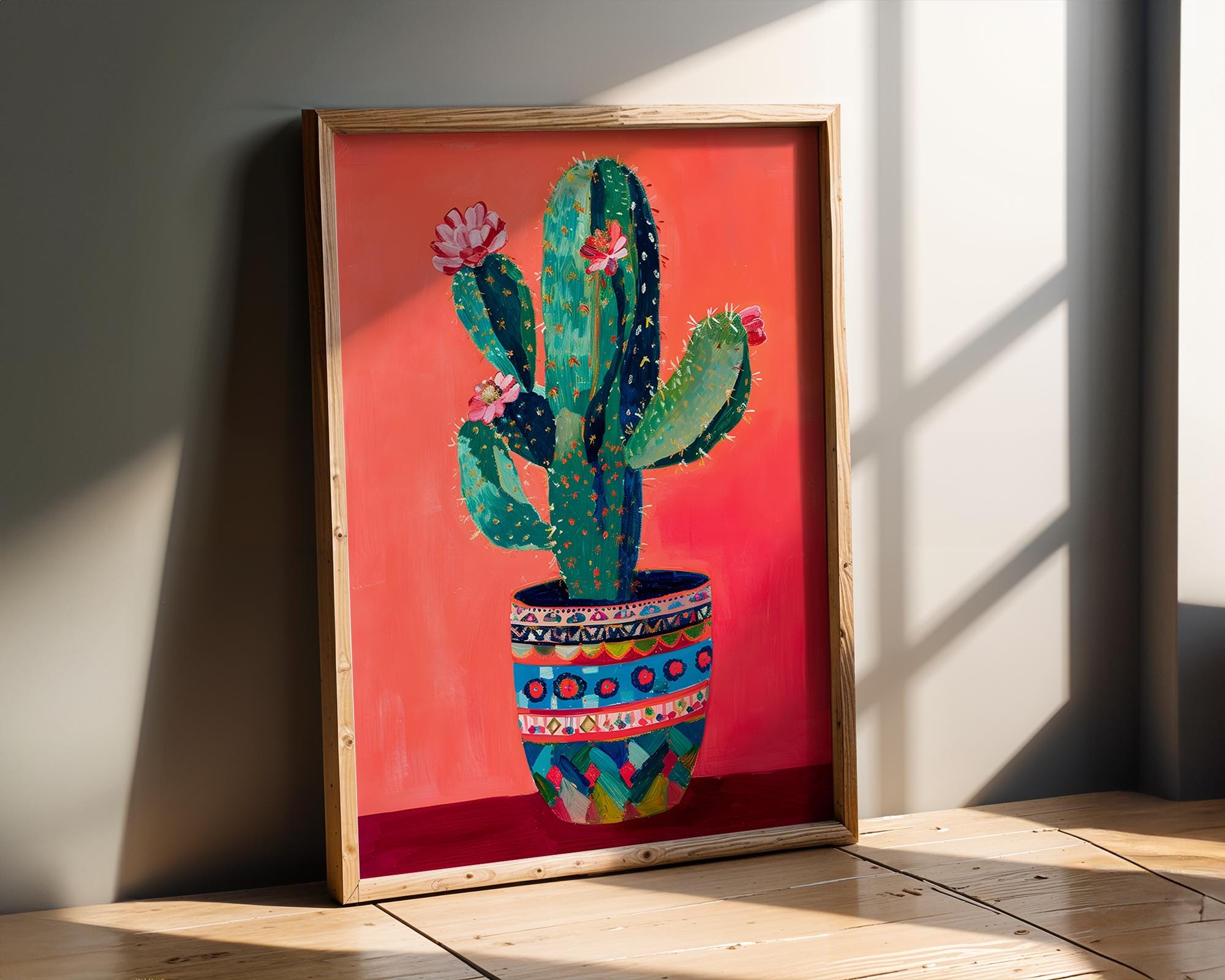 Modern Pop Art | Boho Cactus Print | Colorful Potted Plant, Southwestern wall art print, modern home decor, unframed artwork by Nomad & Nest