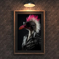 Punk Rock Flamingo Print | Leather Jacket Mohawk Bird Wall Art wall art print, modern home decor, unframed artwork by Nomad & Nest