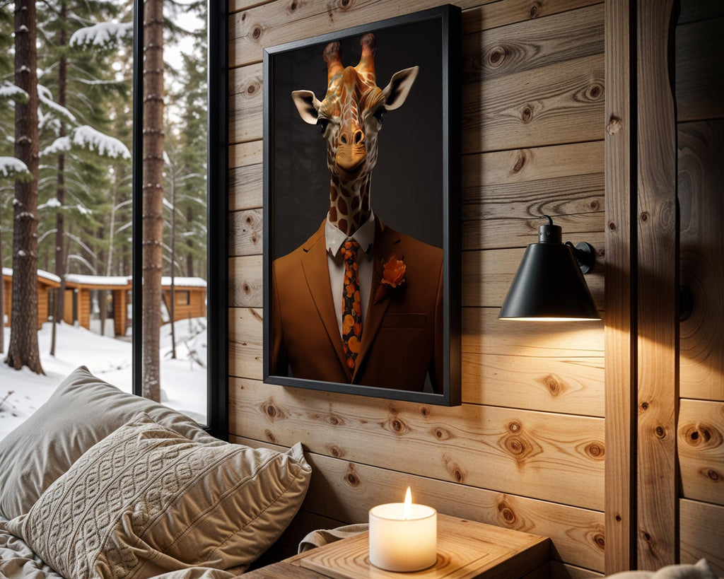 Giraffe Portrait Print | Burnt Orange Floral Suit, Modern Safari Art wall art print, modern home decor, unframed artwork by Nomad & Nest