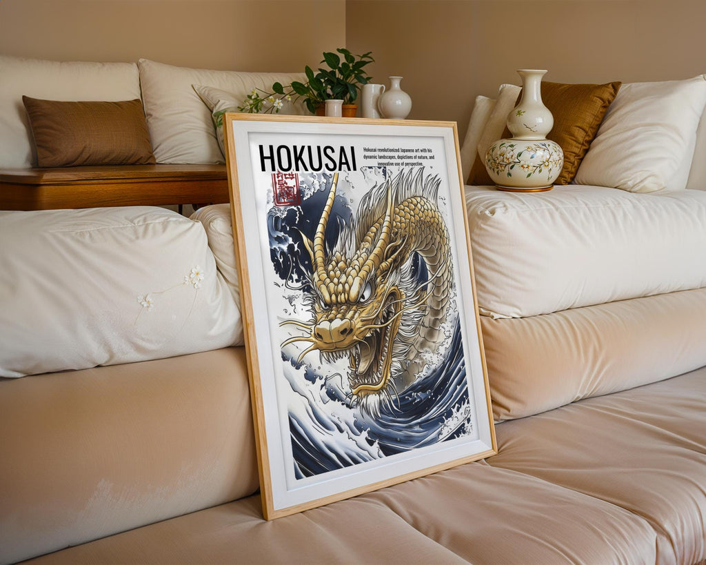 Japanese Poster | Dragon Art Print – Hokusai Style Ink Wash Painting wall art print, modern home decor, unframed artwork by Nomad & Nest