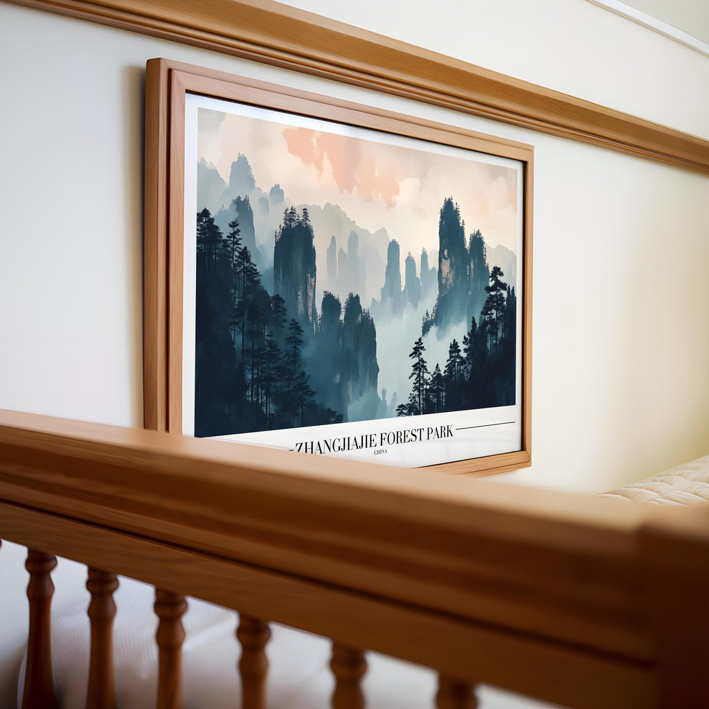 Zhangjiajie China Forest Print | Misty Mountain Landscape Art wall art print, modern home decor, unframed artwork by Nomad & Nest