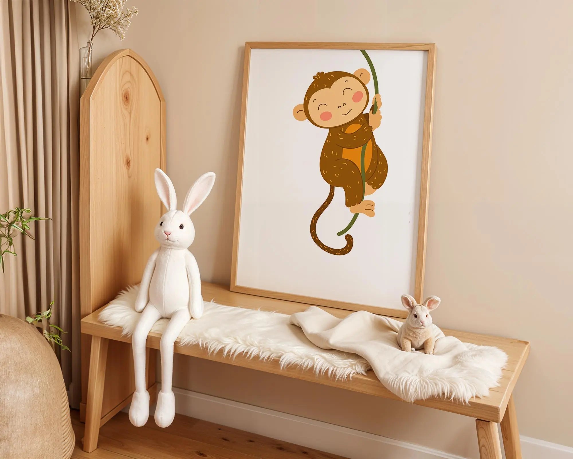 Playroom Ideas | Climbing Monkey Nursery Wall Art | Cute Animal Baby Print wall art print, modern home decor, unframed artwork by Nomad & Nest