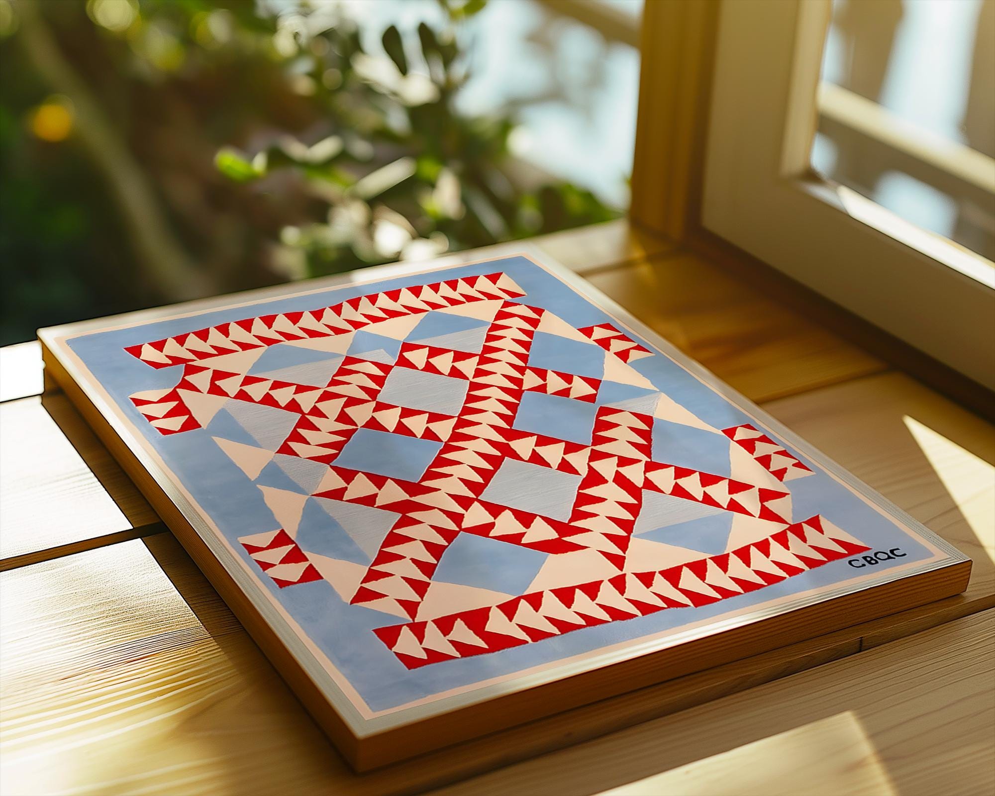 Red Blue Geometric Art Print | Modern Minimalist Decor wall art print, modern home decor, unframed artwork by Nomad & Nest