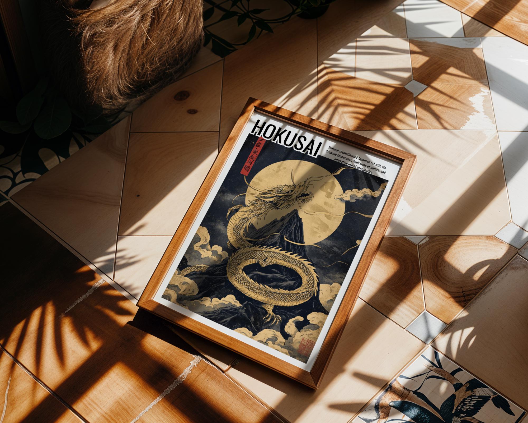Japanese Poster | Dragon Art Print - Hokusai Style Oriental Wall Decor wall art print, modern home decor, unframed artwork by Nomad & Nest