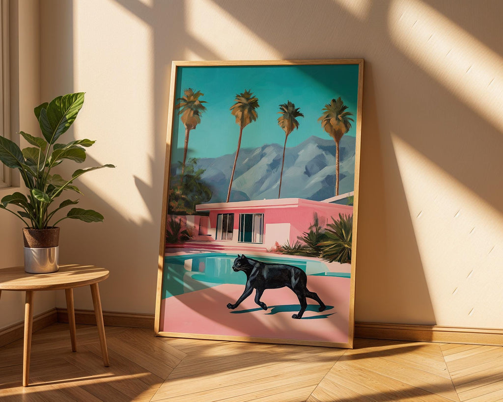 Black Panther Pool Art Print | Tropical Modern Home Decor wall art print, modern home decor, unframed artwork by Nomad & Nest