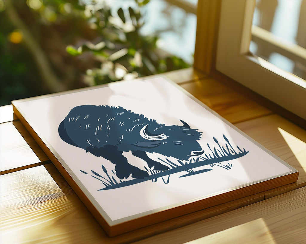 Minimalist Bison Print | Modern Wildlife Art, Western Decor wall art print, modern home decor, unframed artwork by Nomad & Nest