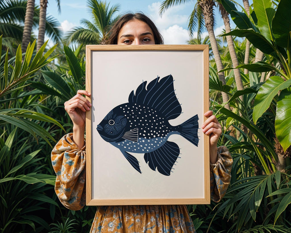Modern Fish Wall Art Print | Scandinavian Aquatic Decor wall art print, modern home decor, unframed artwork by Nomad & Nest
