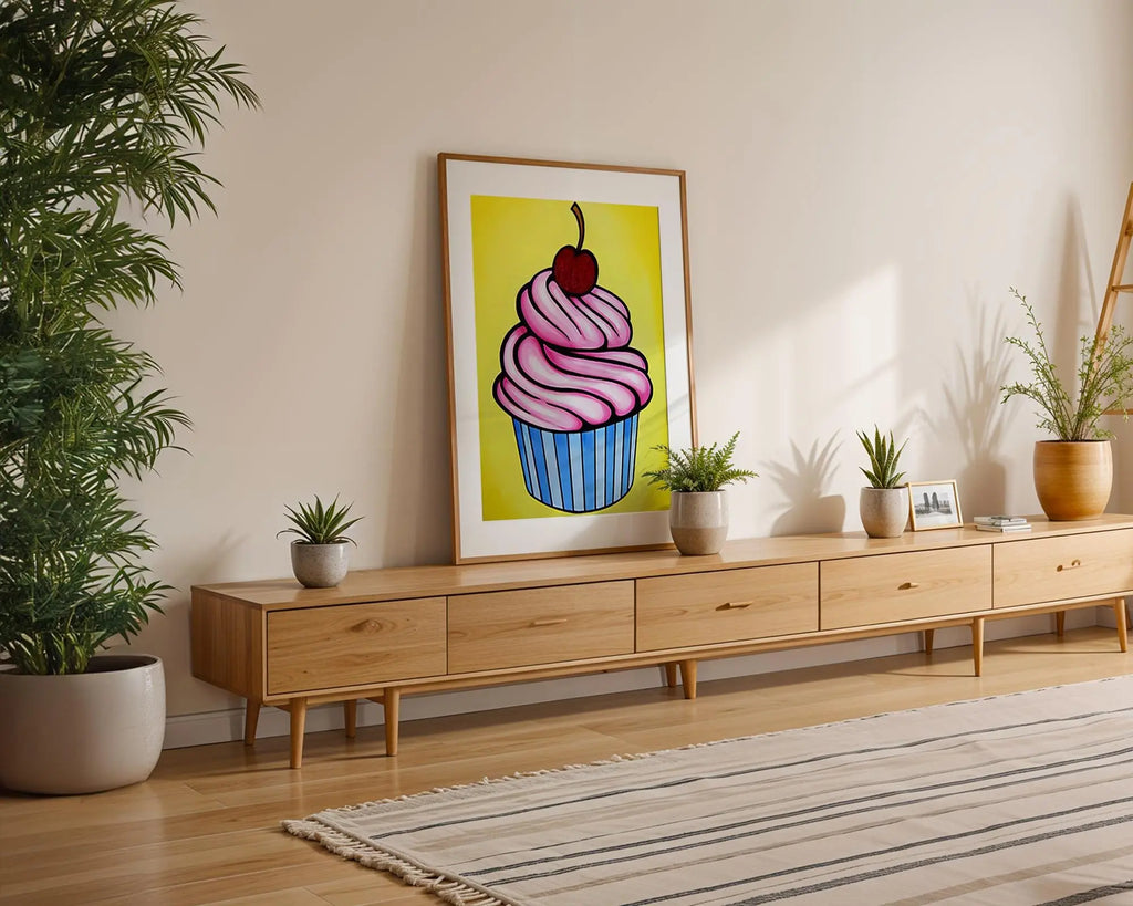 Modern Pop Art | Cupcake Print | Retro Kitchen Dessert Illustration wall art print, modern home decor, unframed artwork by Nomad & Nest