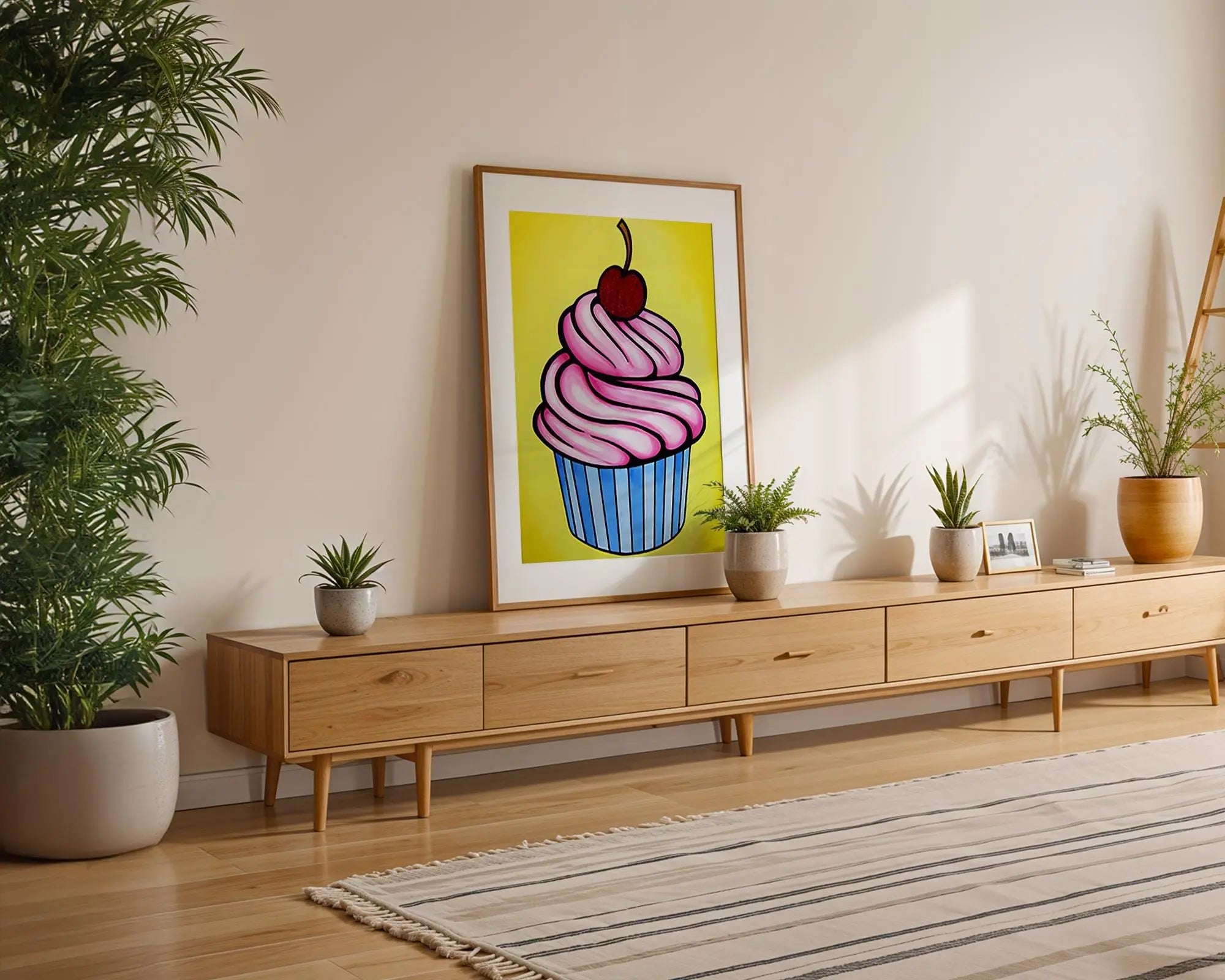 Modern Pop Art | Cupcake Print | Retro Kitchen Dessert Illustration wall art print, modern home decor, unframed artwork by Nomad & Nest