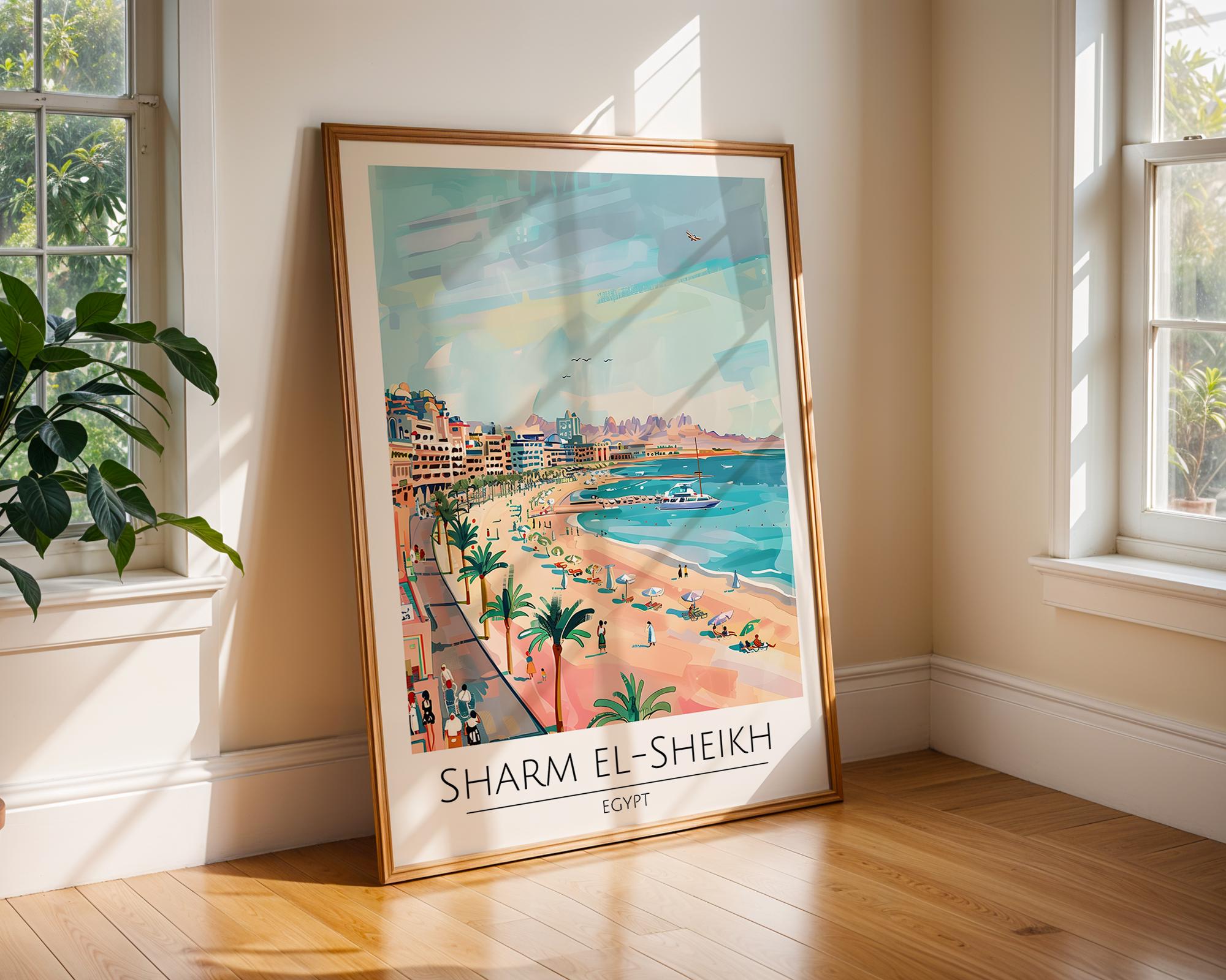 Sharm El Sheikh Egypt Travel Poster | Red Sea Coastal Art Print wall art print, modern home decor, unframed artwork by Nomad & Nest