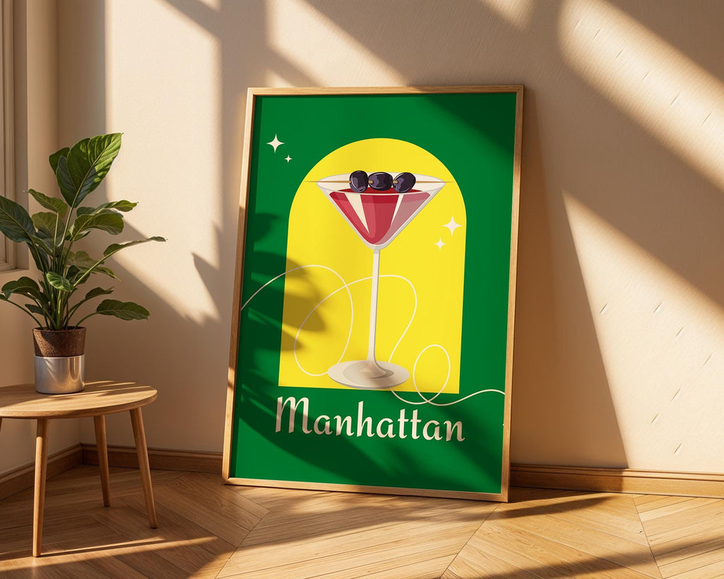 Manhattan Cocktail Art Print | Retro Home Bar Decor wall art print, modern home decor, unframed artwork by Nomad & Nest