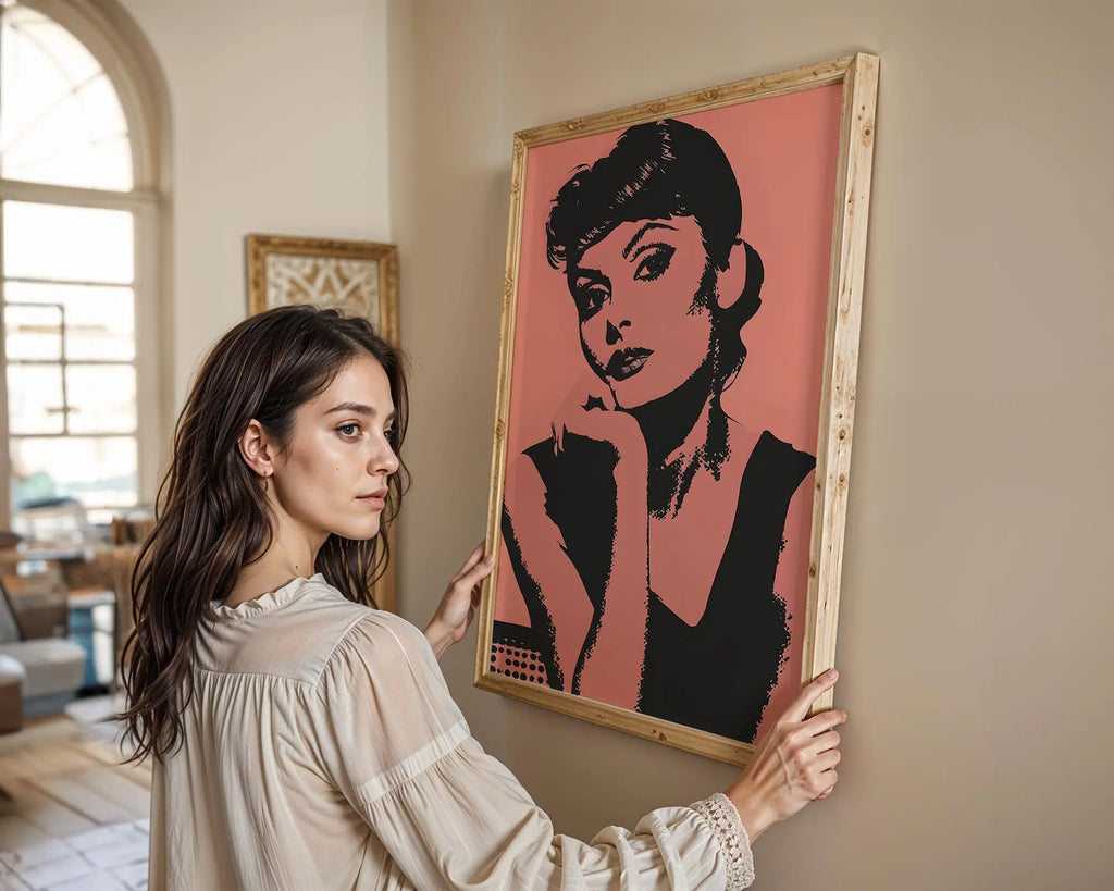 Modern Pop Art | Retro Hollywood Portrait Print | Pink & Black  (Unframed) wall art print, modern home decor, unframed artwork by Nomad & Nest